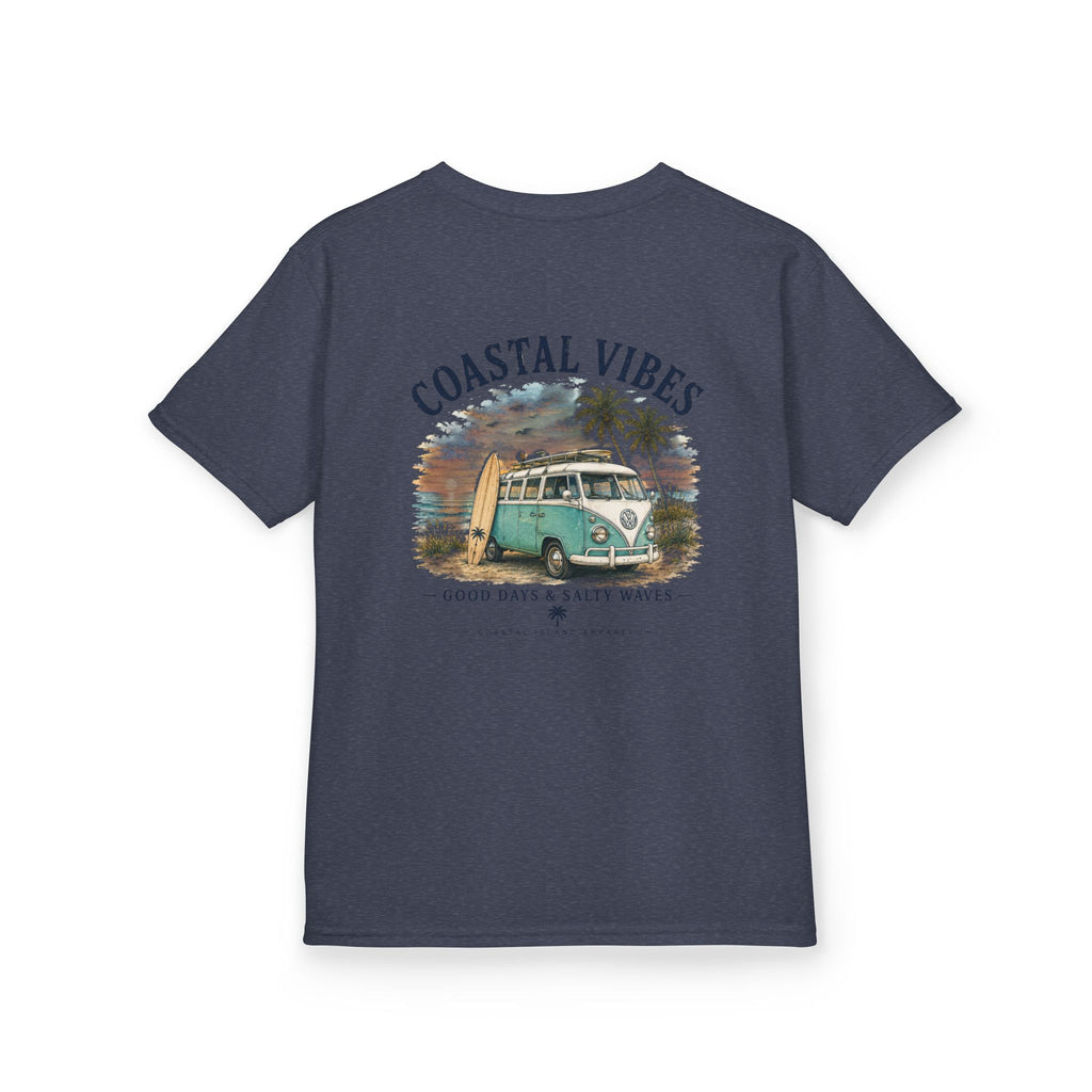 Kids T-Shirt — "Coastal Vibes" Retro Surf Van Tee