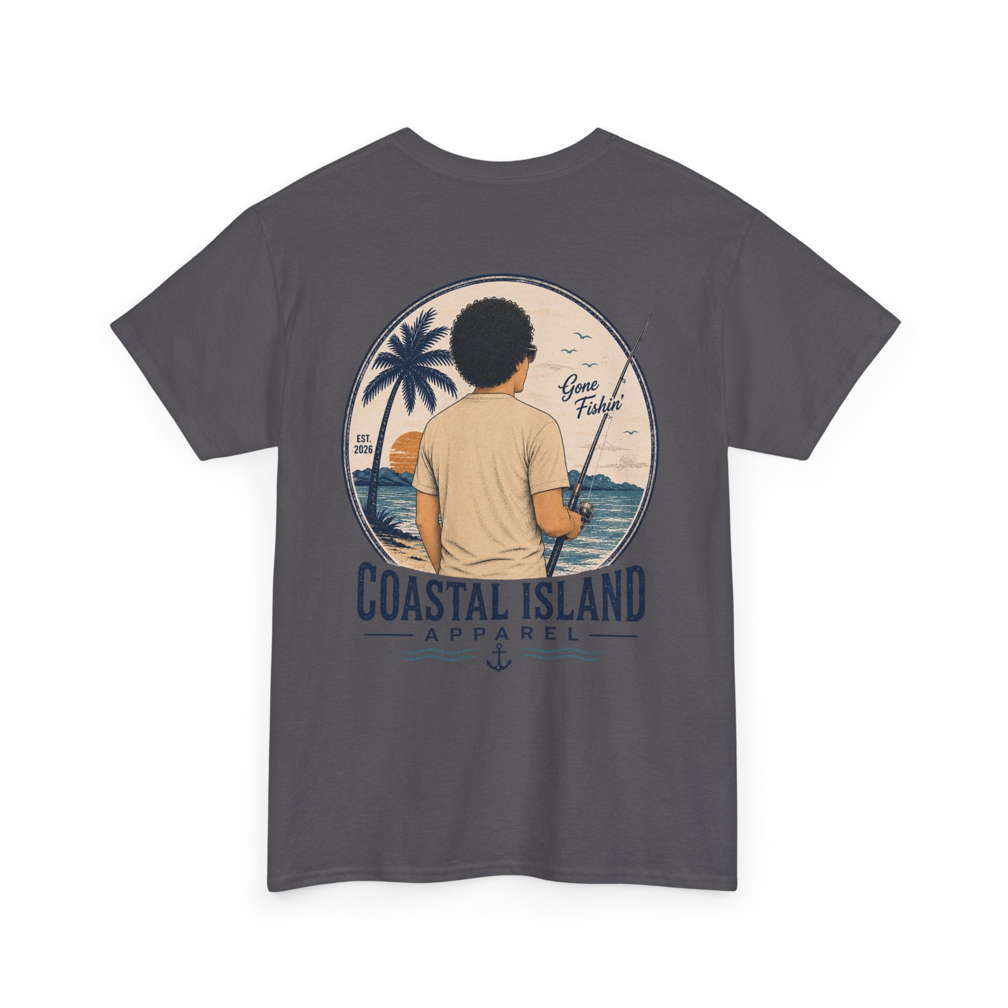Unisex Heavy Cotton Tee- Guy Fishing