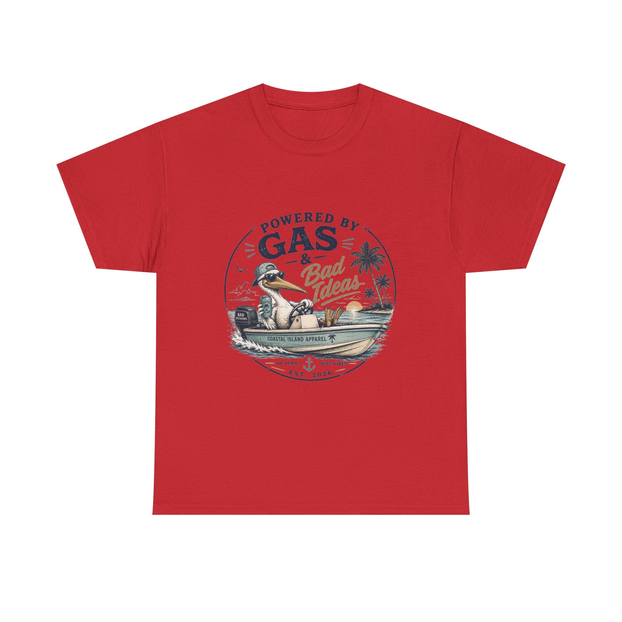 Gas & Bad Ideas Boat T‑Shirt — Funny Fishing Beach Tee