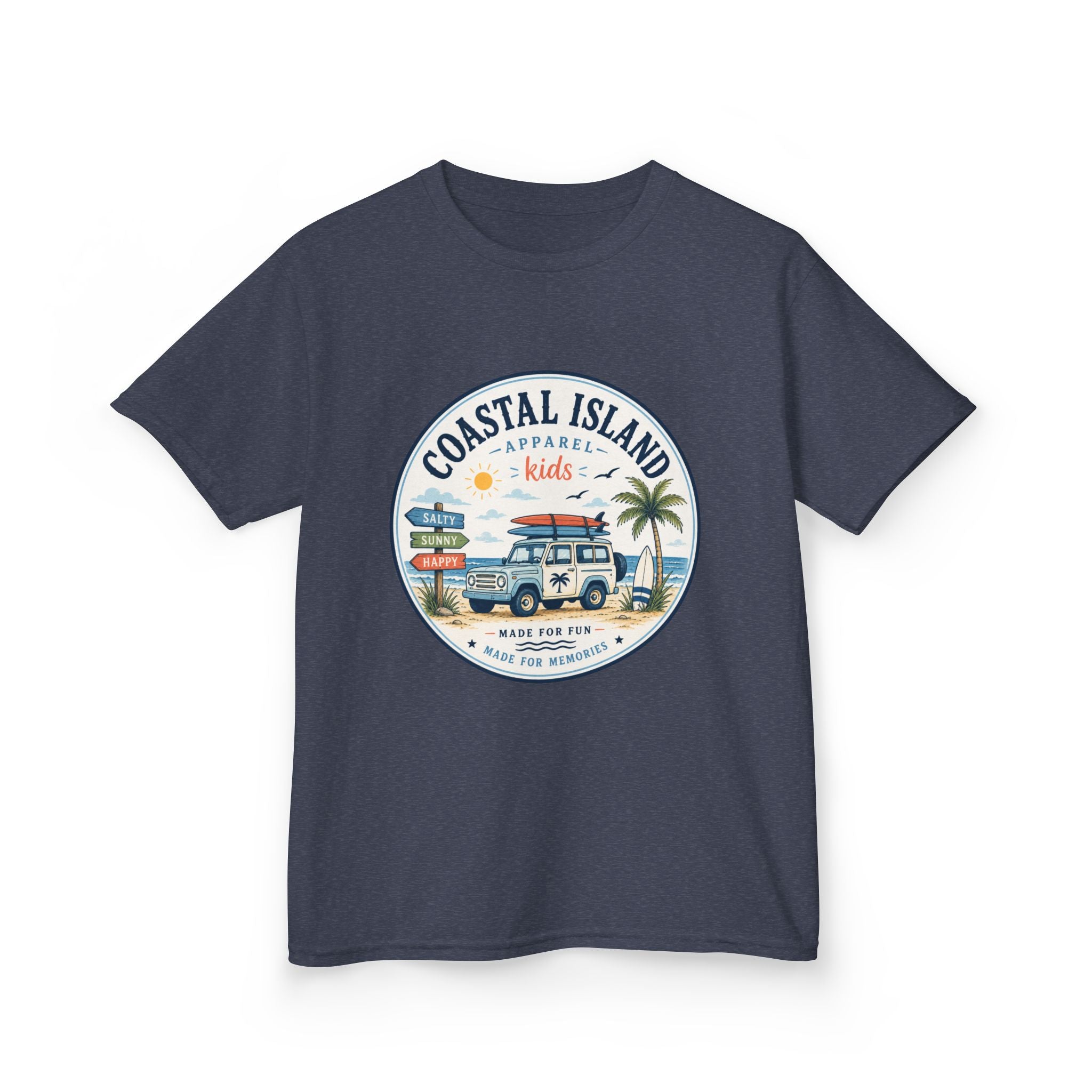Coastal Island Kids Tee — Vintage Beach Surf Van Graphic
