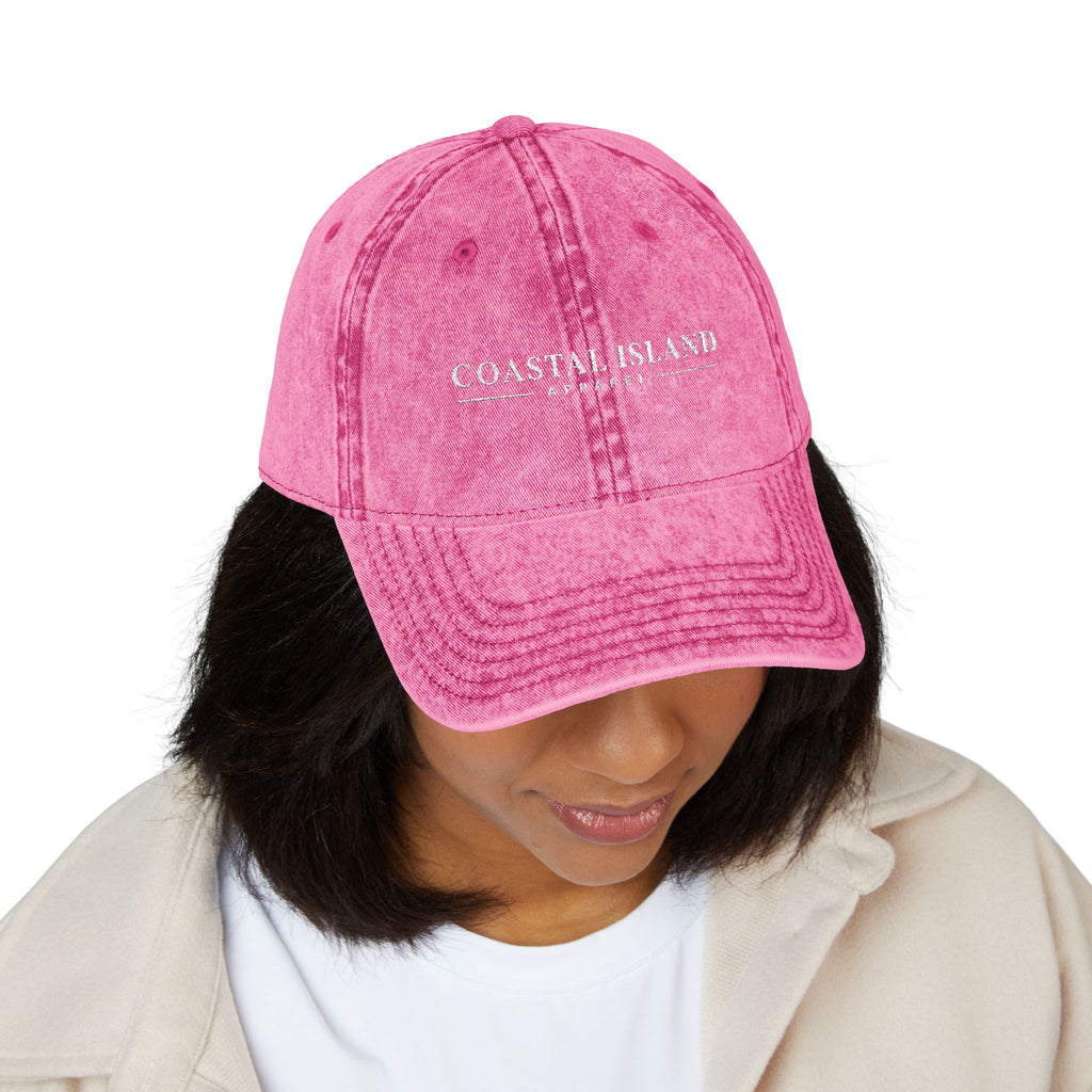 Vintage Embroidered Cap — "Coastal Island" Washed Dad Hat