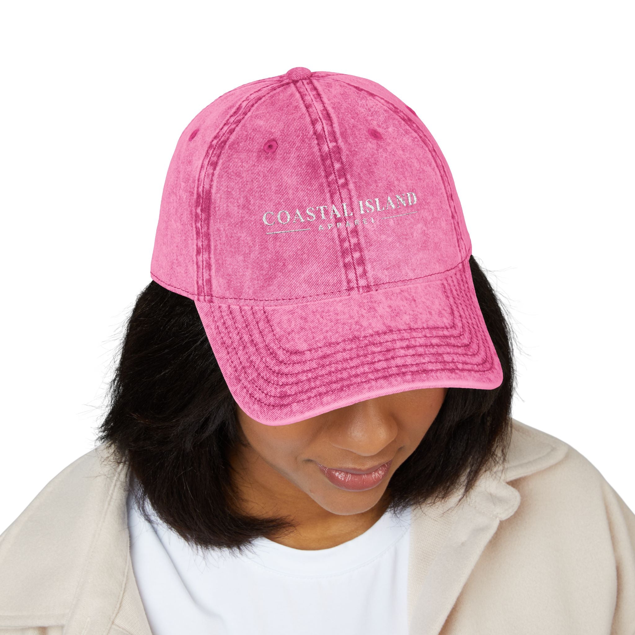 Vintage Embroidered Cap — "Coastal Island" Washed Dad Hat