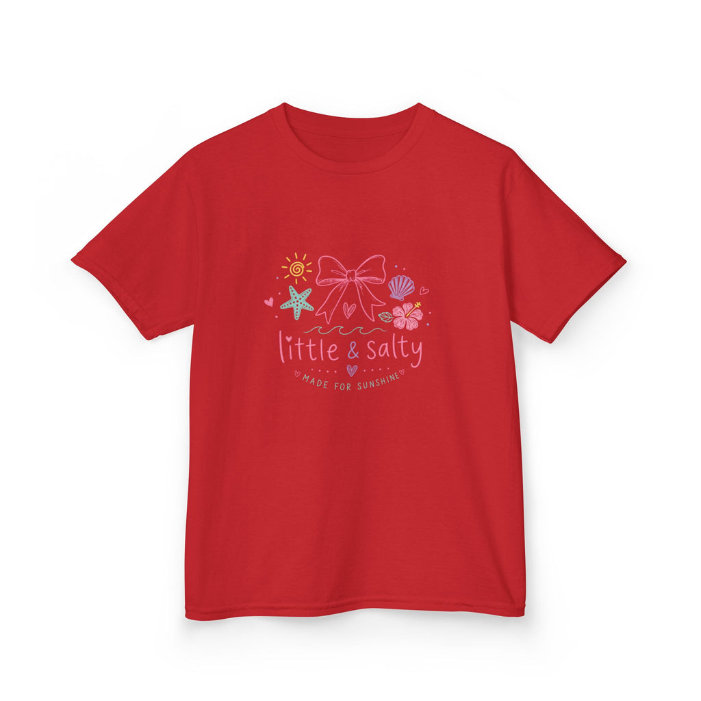 Girl's Tee — "Little & Salty" Pastel Seashells Graphic