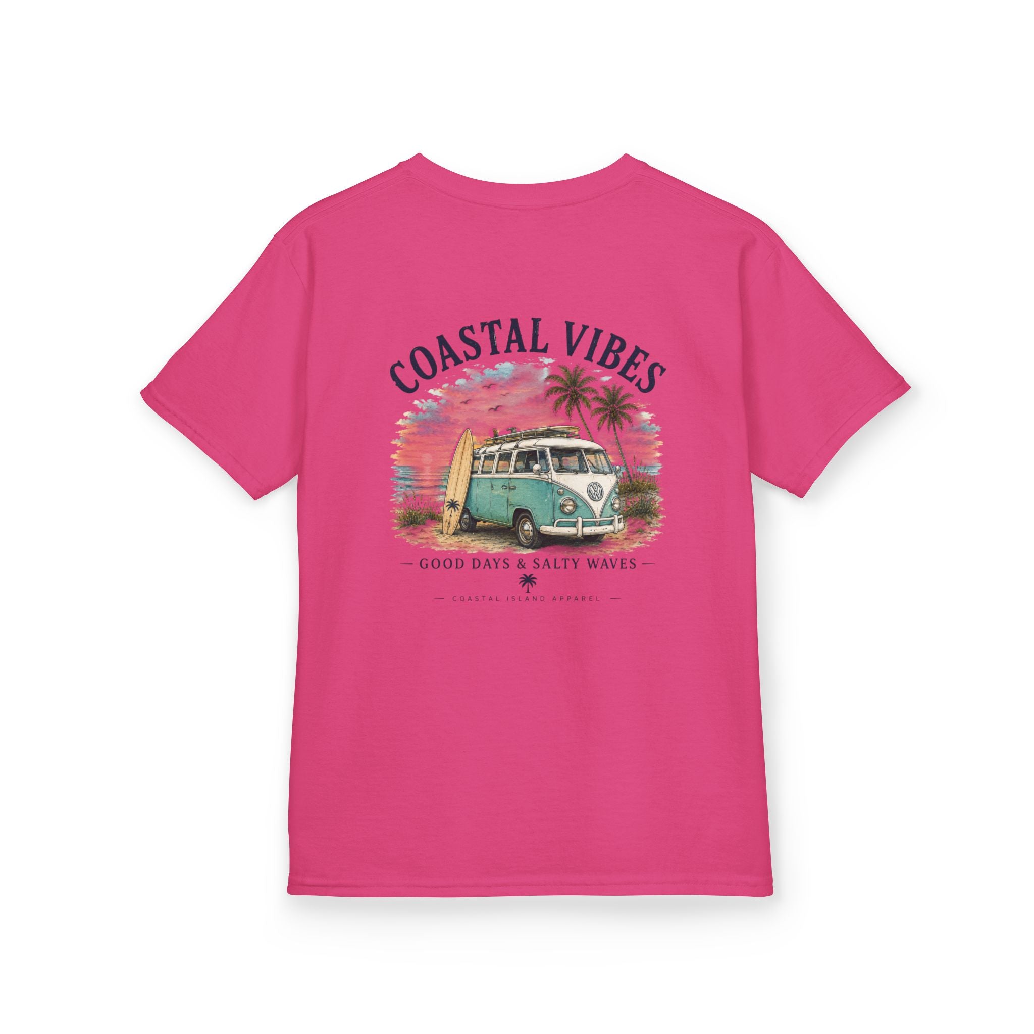 Kids T-Shirt — "Coastal Vibes" Retro Surf Van Tee
