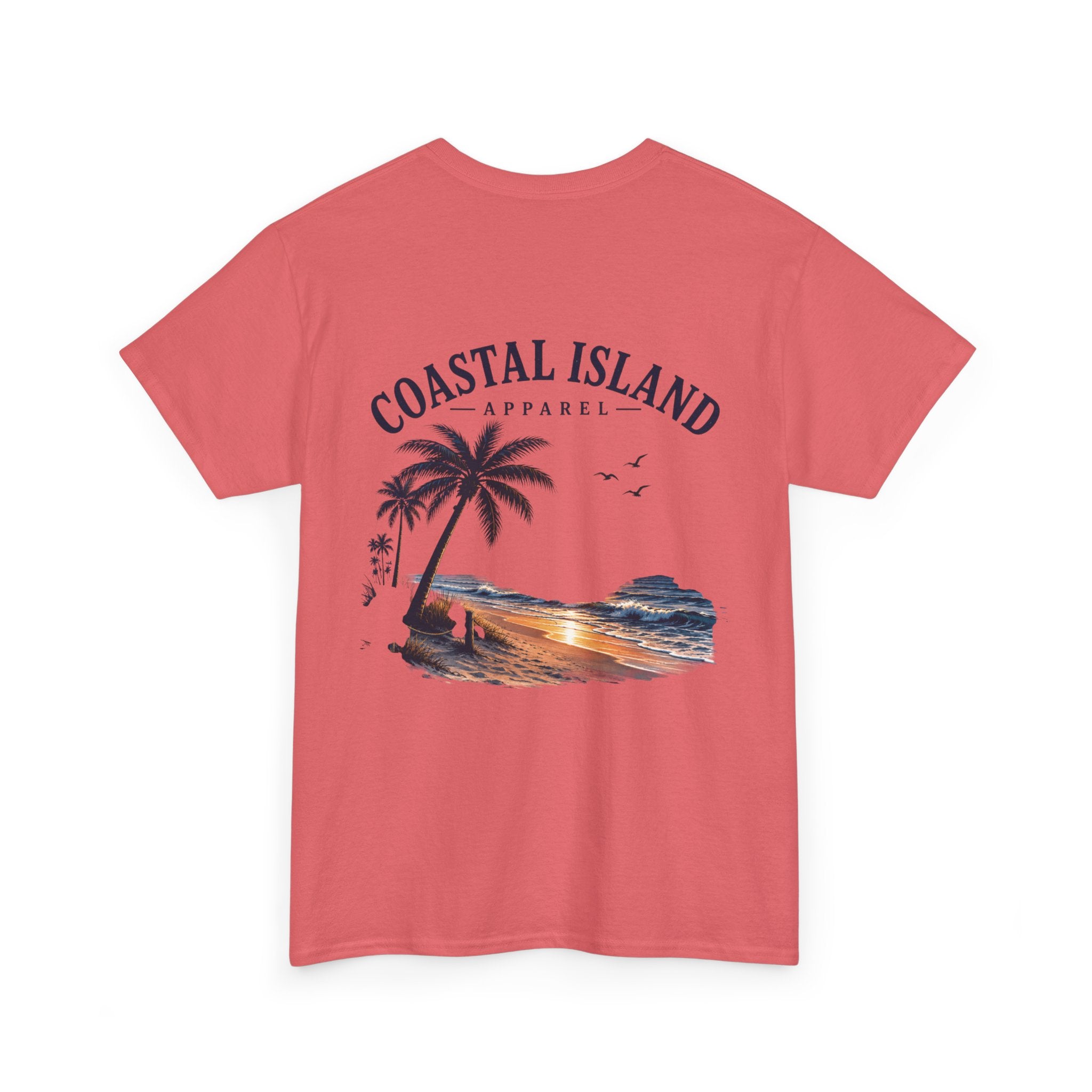 Coastal Island Sunset Beach T-Shirt | Palm Tree Ocean Graphic Tee