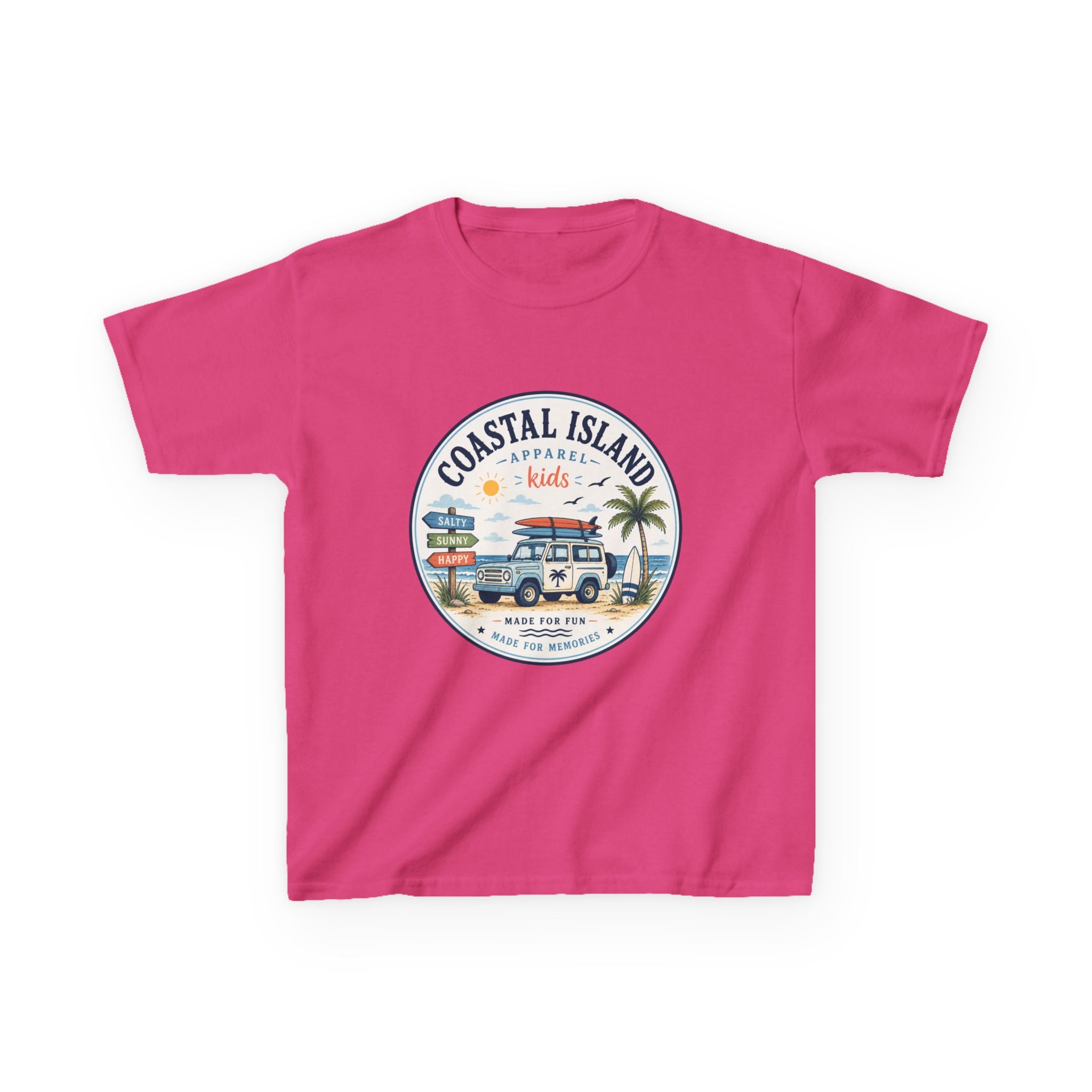 Coastal Island Kids Tee — Vintage Beach Surf Van Graphic