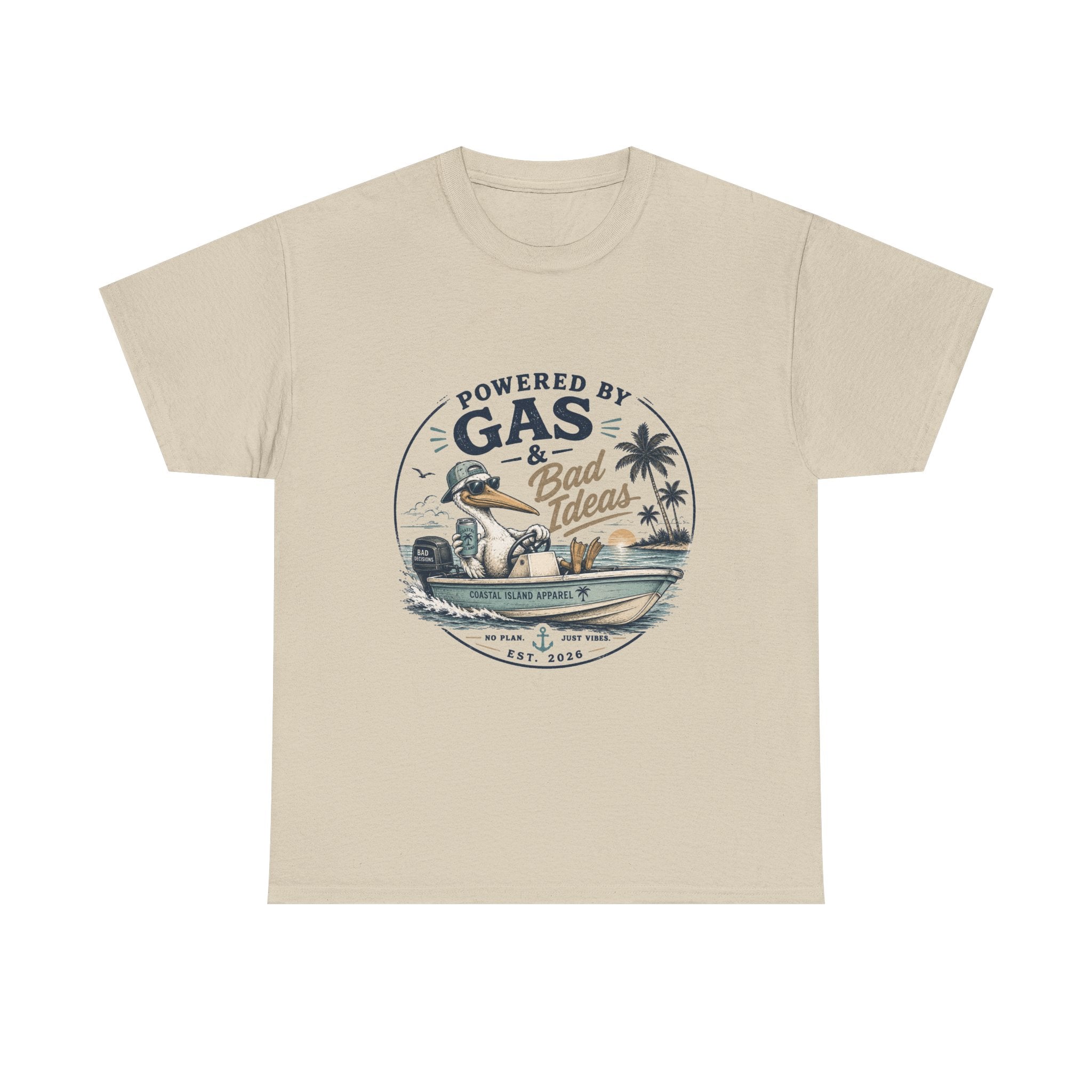 Gas & Bad Ideas Boat T‑Shirt — Funny Fishing Beach Tee