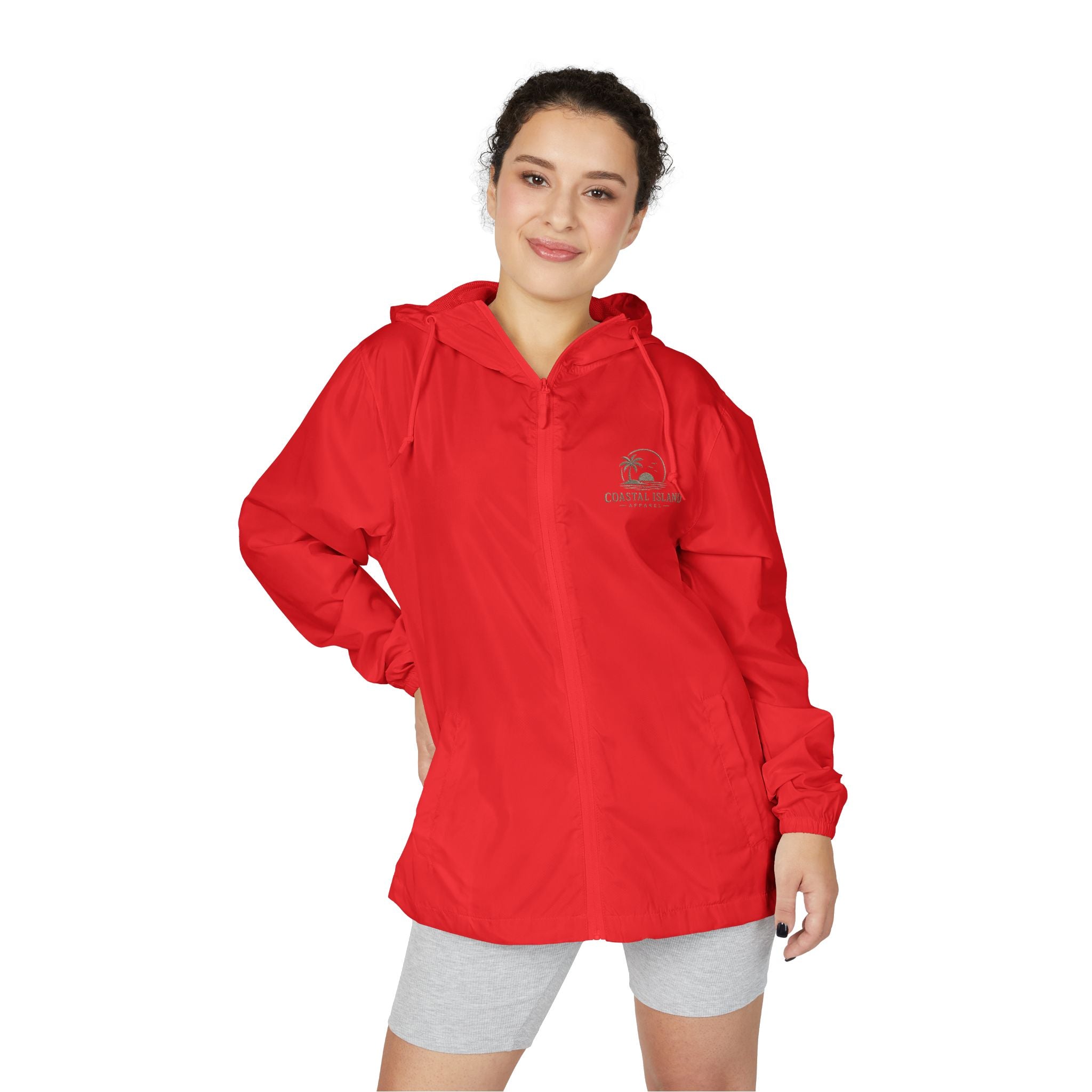 Windbreaker Jacket — "Catch the Wave" Palm Logo Lightweight Hooded Windbreaker