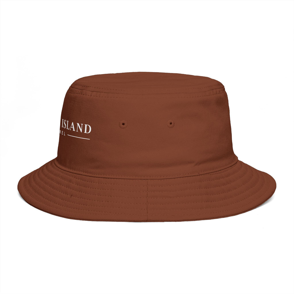Coastal Island Apparel Bucket Hat - Brown Embroidered Beach Sun Hat