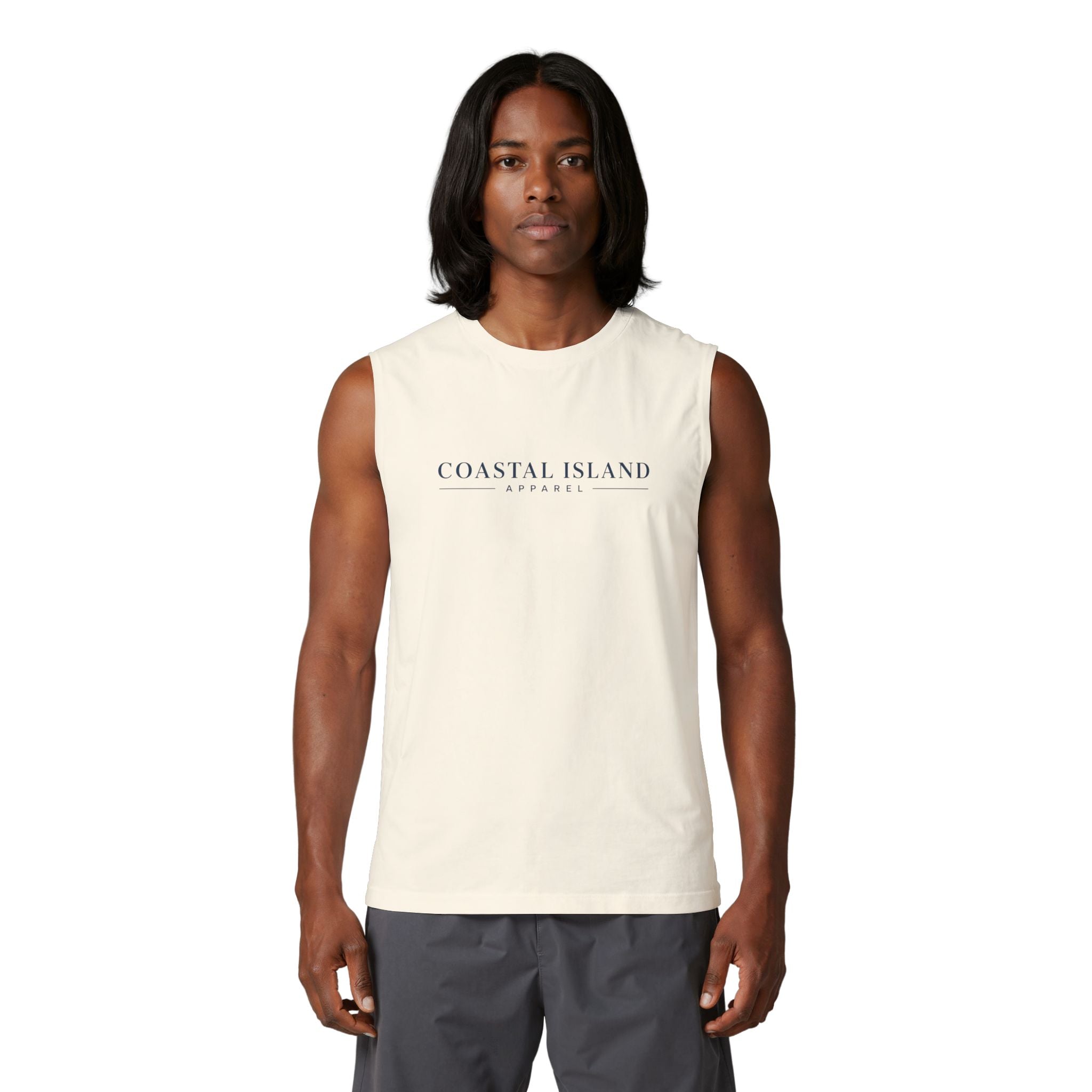 Coastal Island Muscle Tank — Minimal Beach Logo Tank Top