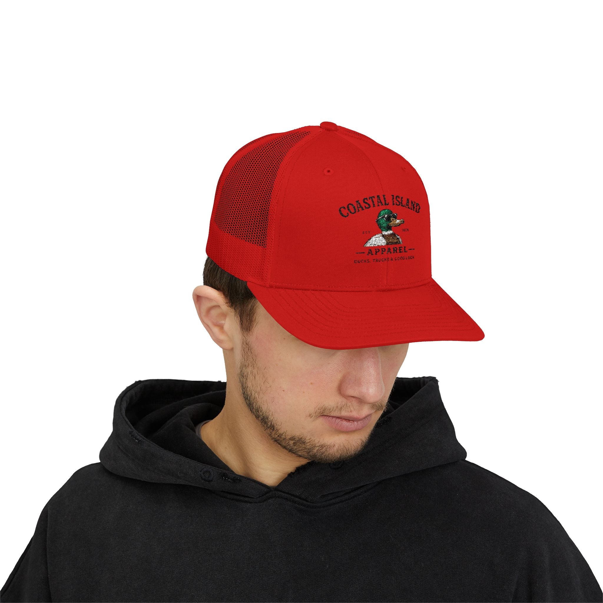 Coastal Island Trucker Cap — Vintage Duck Logo Snapback Hat
