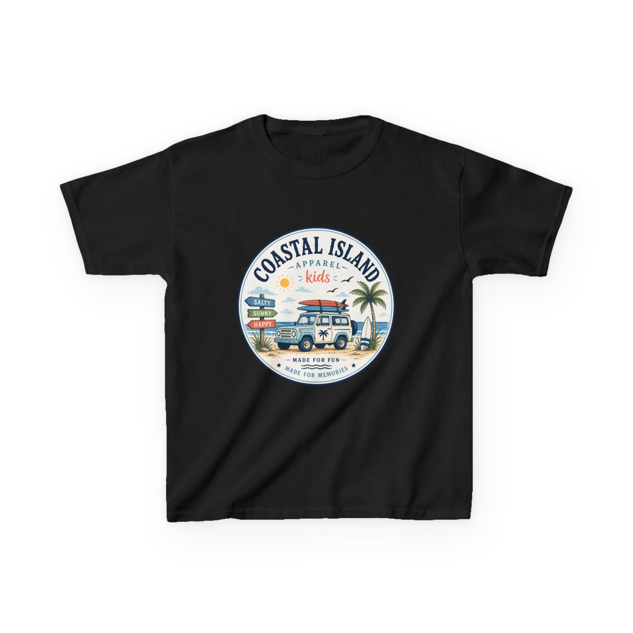 Coastal Island Kids Tee — Vintage Beach Surf Van Graphic