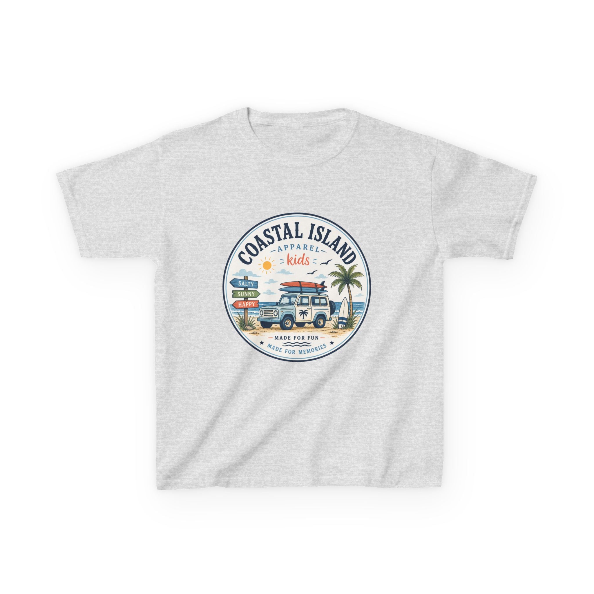 Coastal Island Kids Tee — Vintage Beach Surf Van Graphic