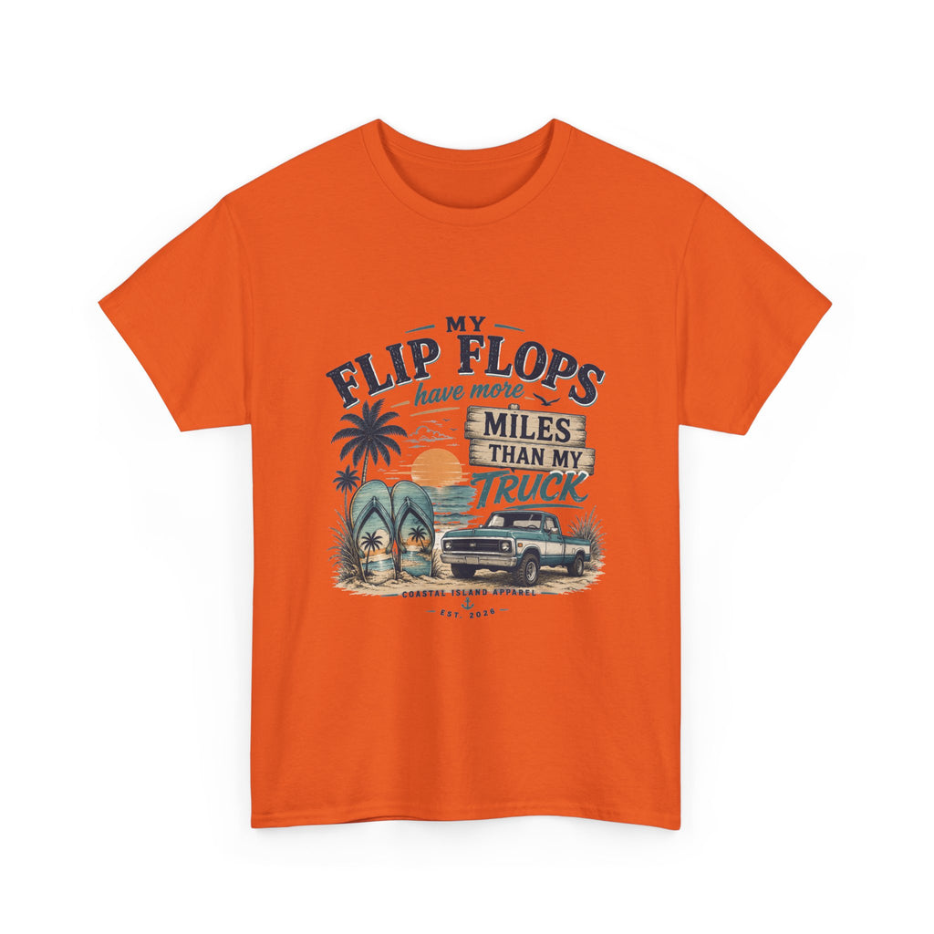 Flip Flops Have More Miles Than My Truck Graphic Tee — Beach Vintage Truck T-Shirt