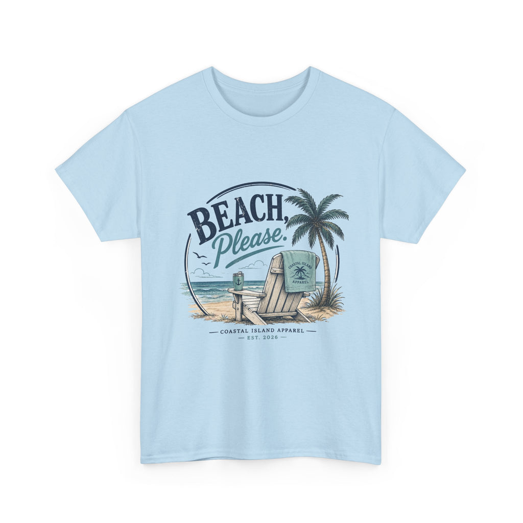 Beach Please T-Shirt — Vintage Palm Tree & Surfboard Summer Tee