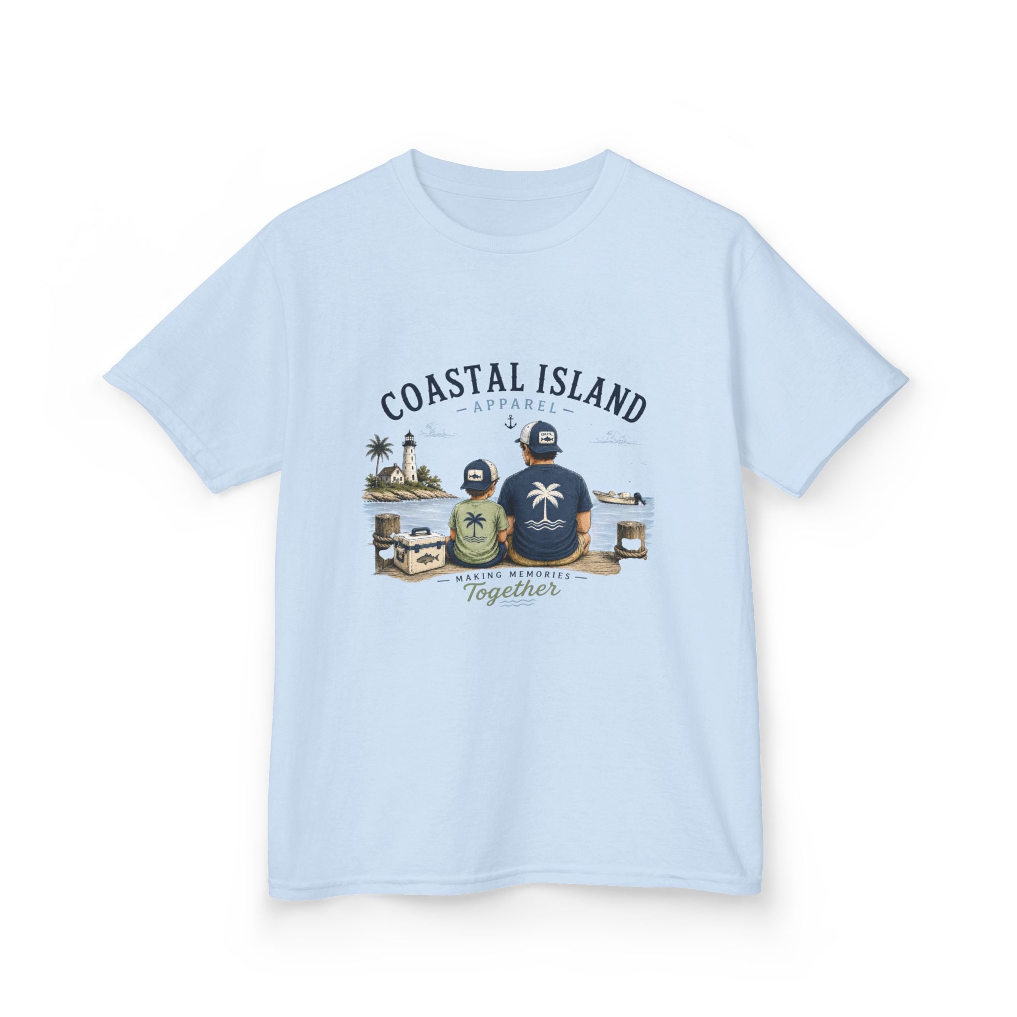 Kids Tee — "Coastal Island" Dad and Son Beach Graphic