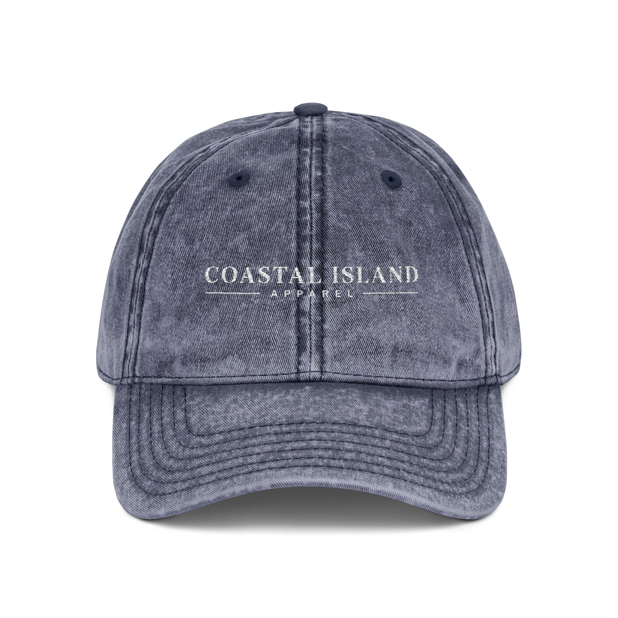 Vintage Embroidered Cap — "Coastal Island" Washed Dad Hat