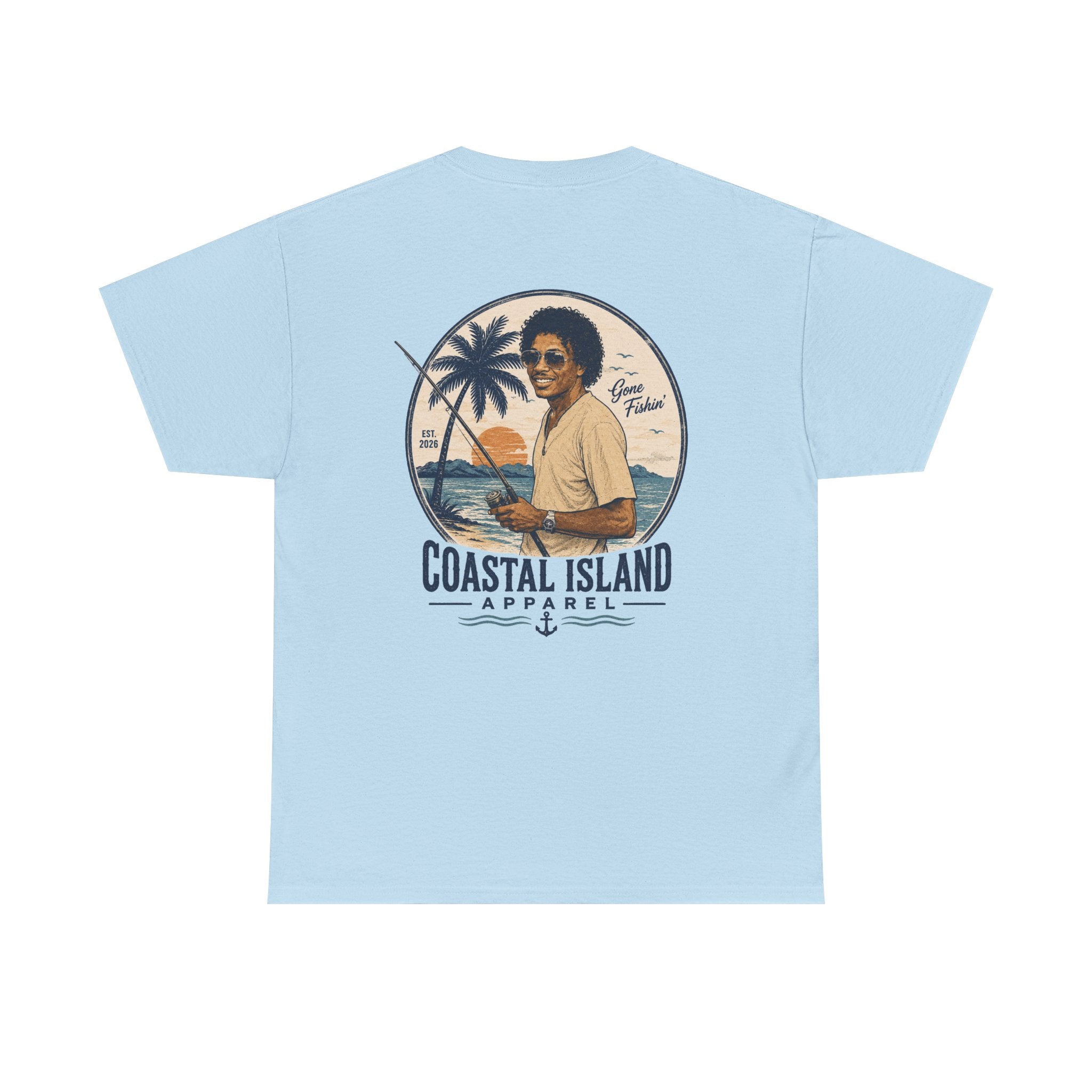 Coastal Island Tee — Vintage Sunset Palm Graphic T-Shirt