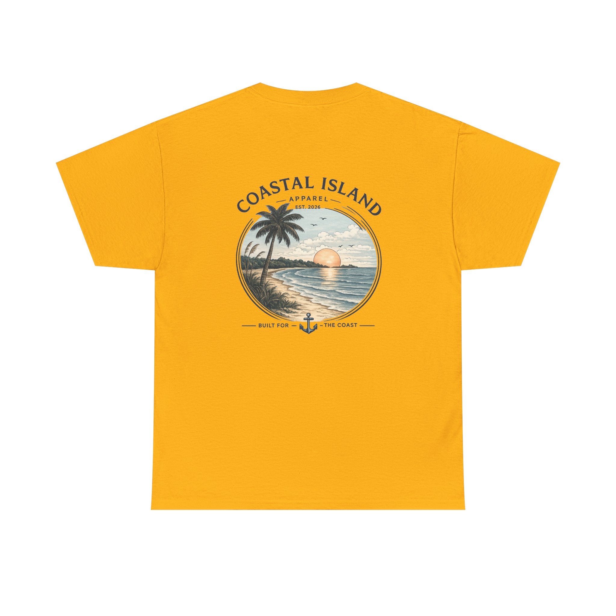 Coastal Island Sunset Tee — Beach Palm Tree Graphic T-Shirt