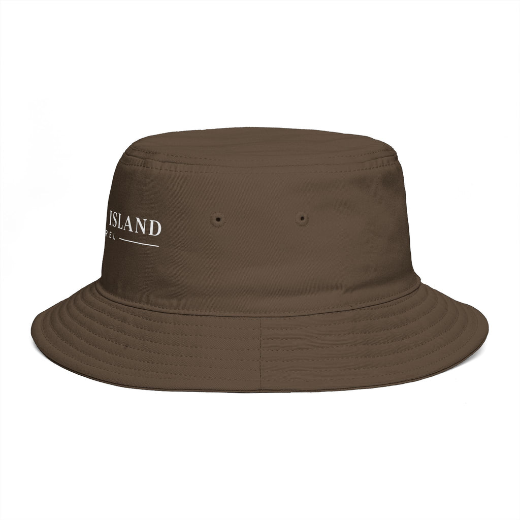 Coastal Island Apparel Bucket Hat - Brown Embroidered Beach Sun Hat