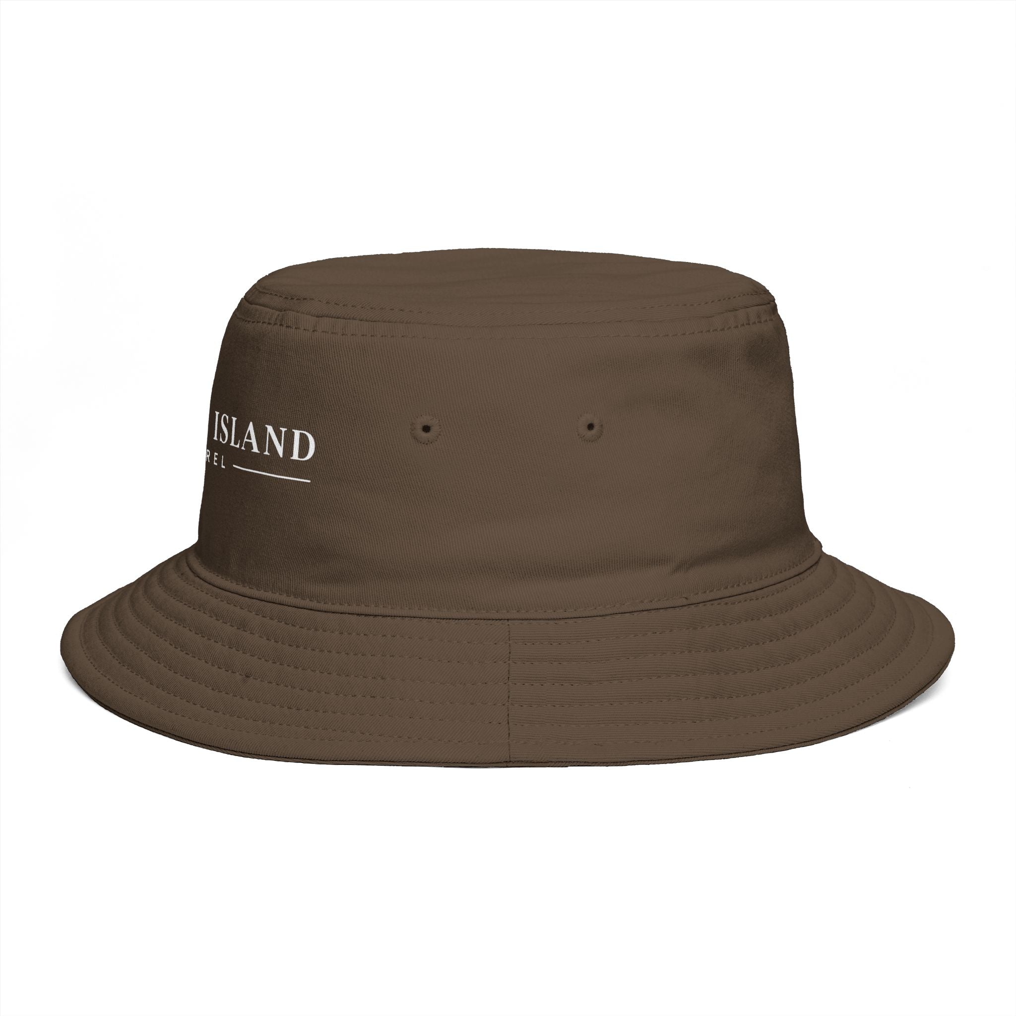 Coastal Island Apparel Bucket Hat - Brown Embroidered Beach Sun Hat