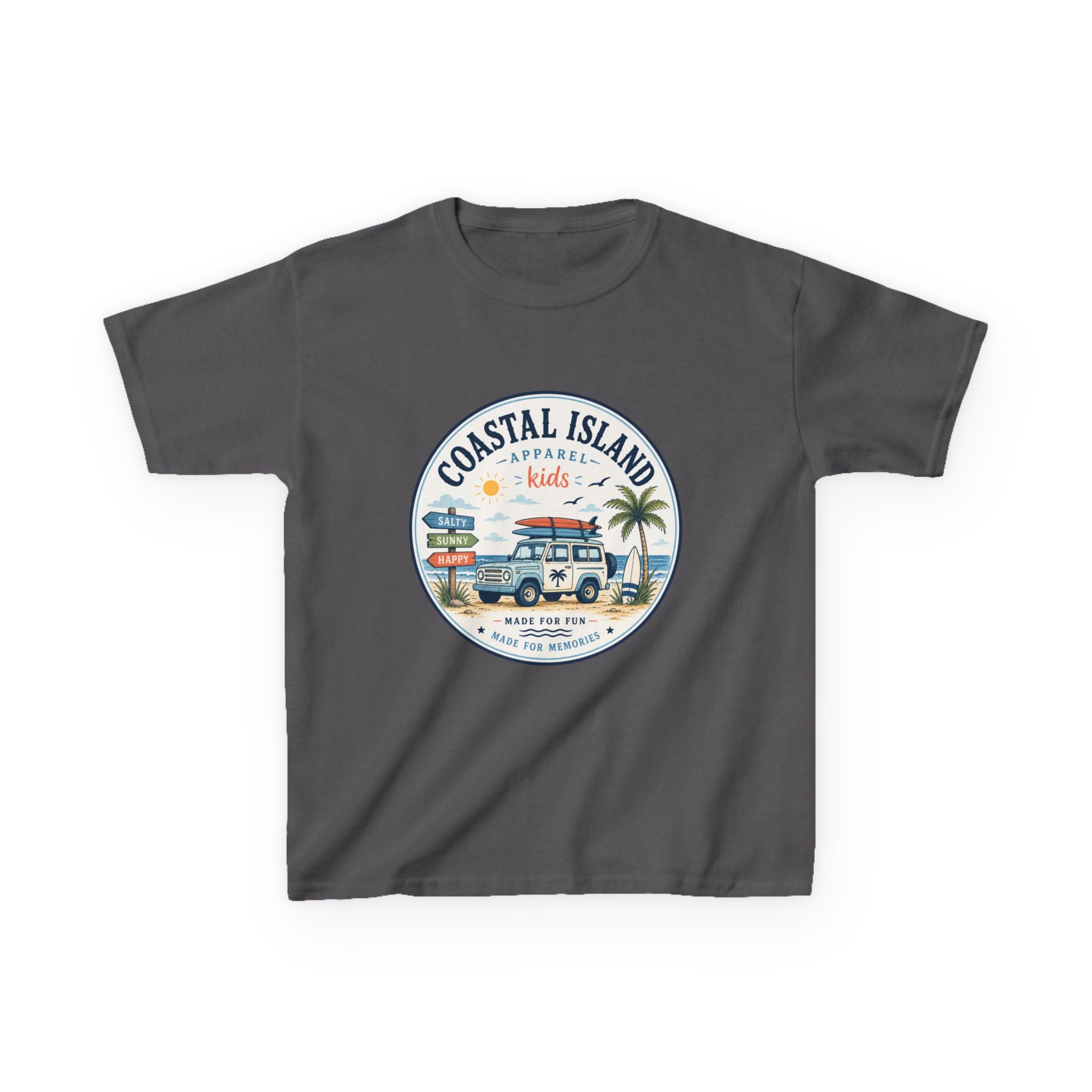Coastal Island Kids Tee — Vintage Beach Surf Van Graphic