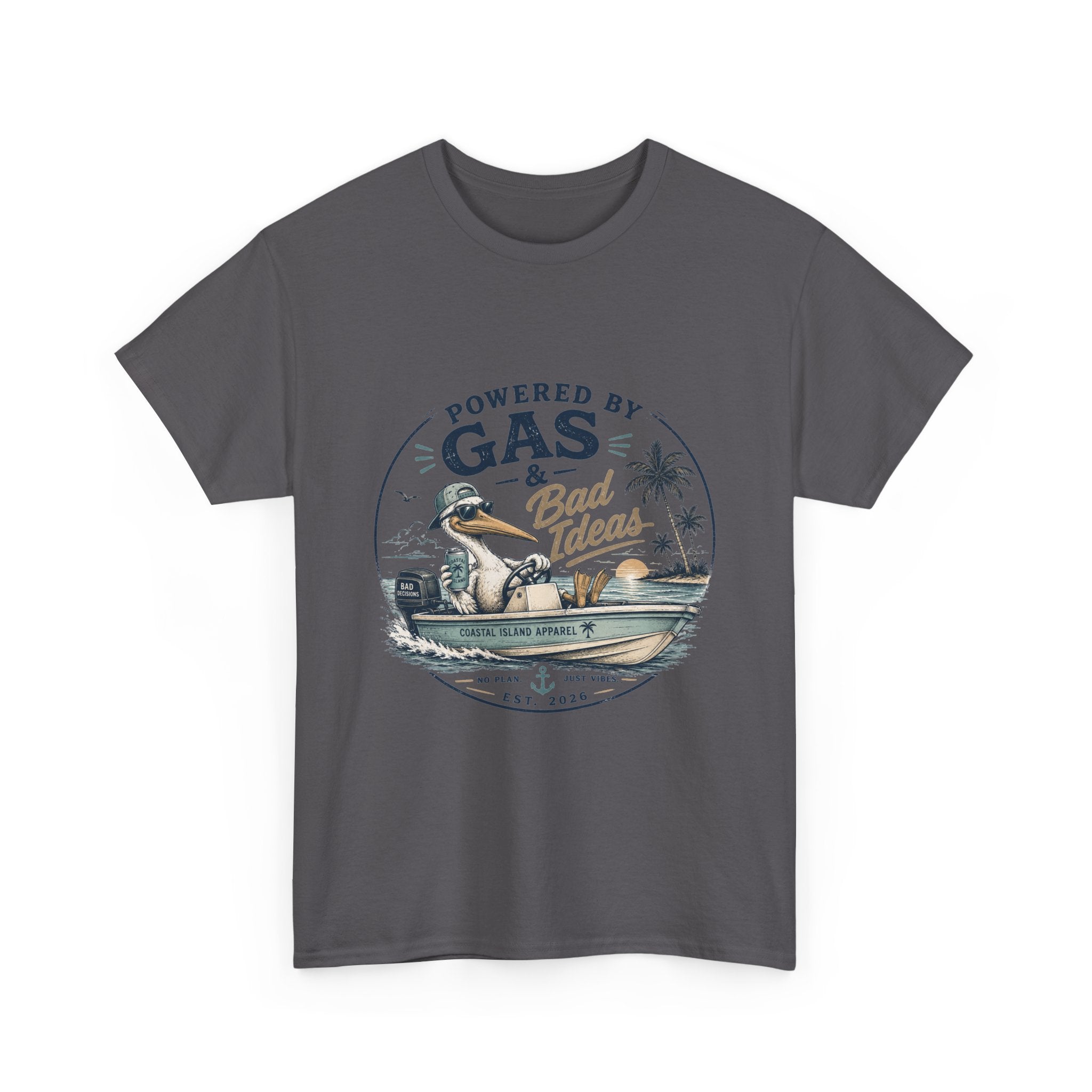 Gas & Bad Ideas Boat T‑Shirt — Funny Fishing Beach Tee