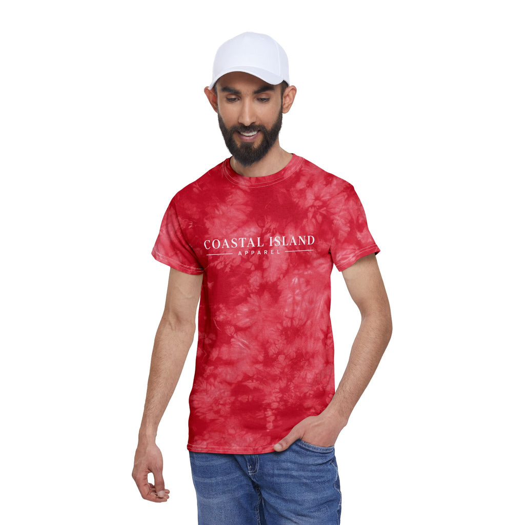 Coastal Island Crystal Tie-Dye Tee — Blue Marble Graphic T-Shirt