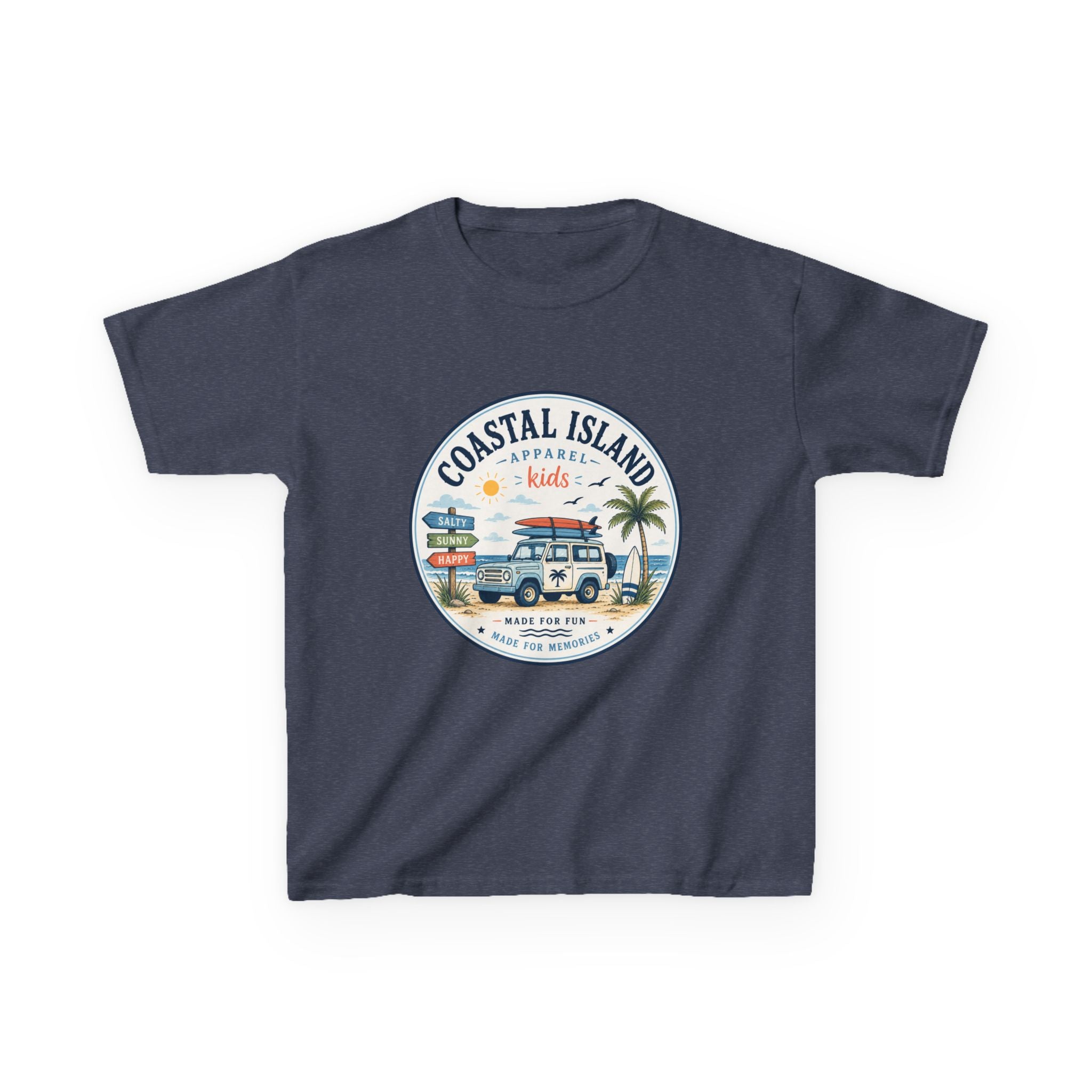 Coastal Island Kids Tee — Vintage Beach Surf Van Graphic