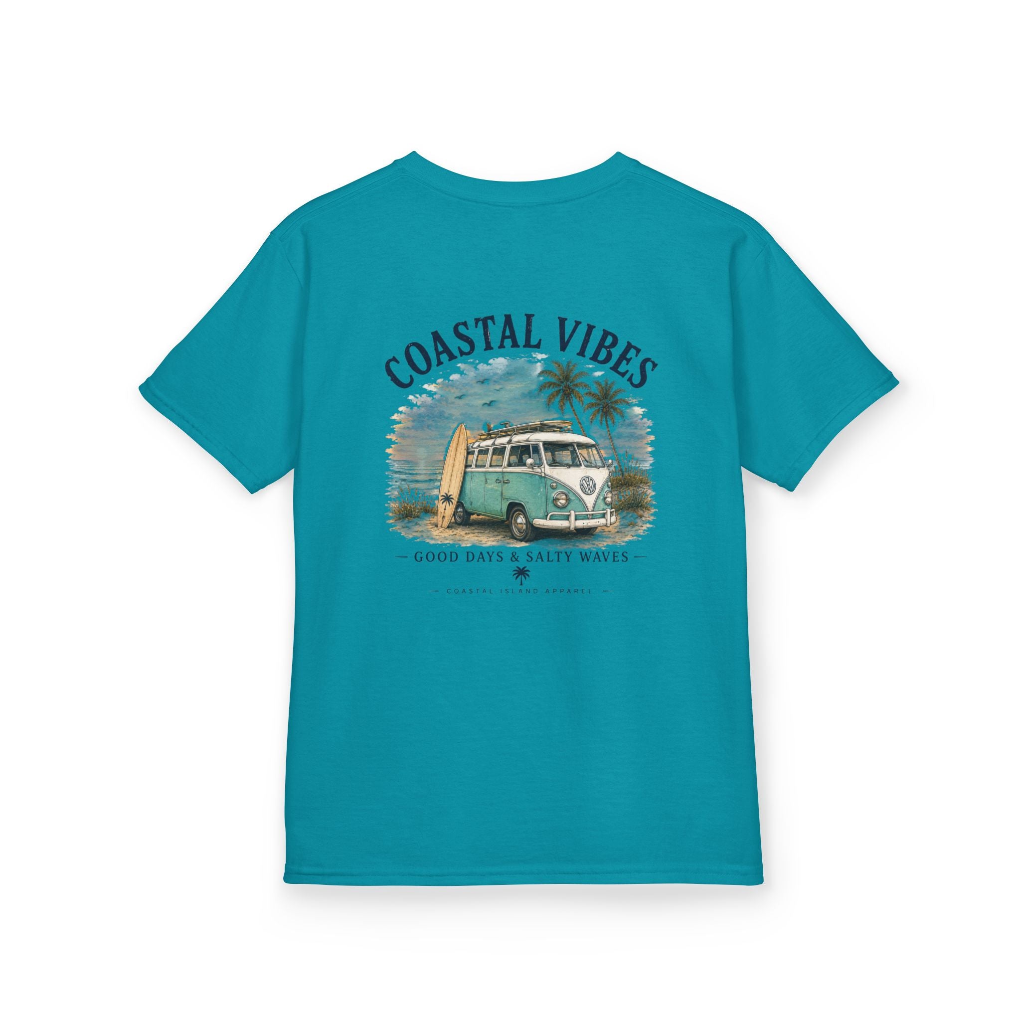 Kids T-Shirt — "Coastal Vibes" Retro Surf Van Tee