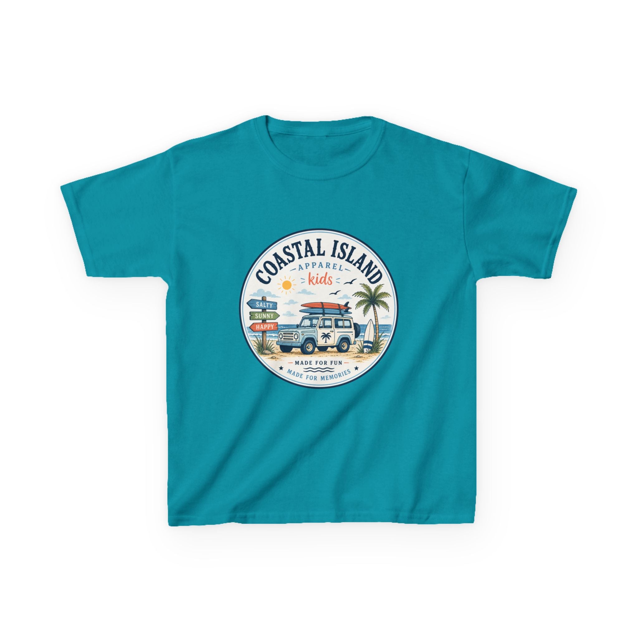Coastal Island Kids Tee — Vintage Beach Surf Van Graphic