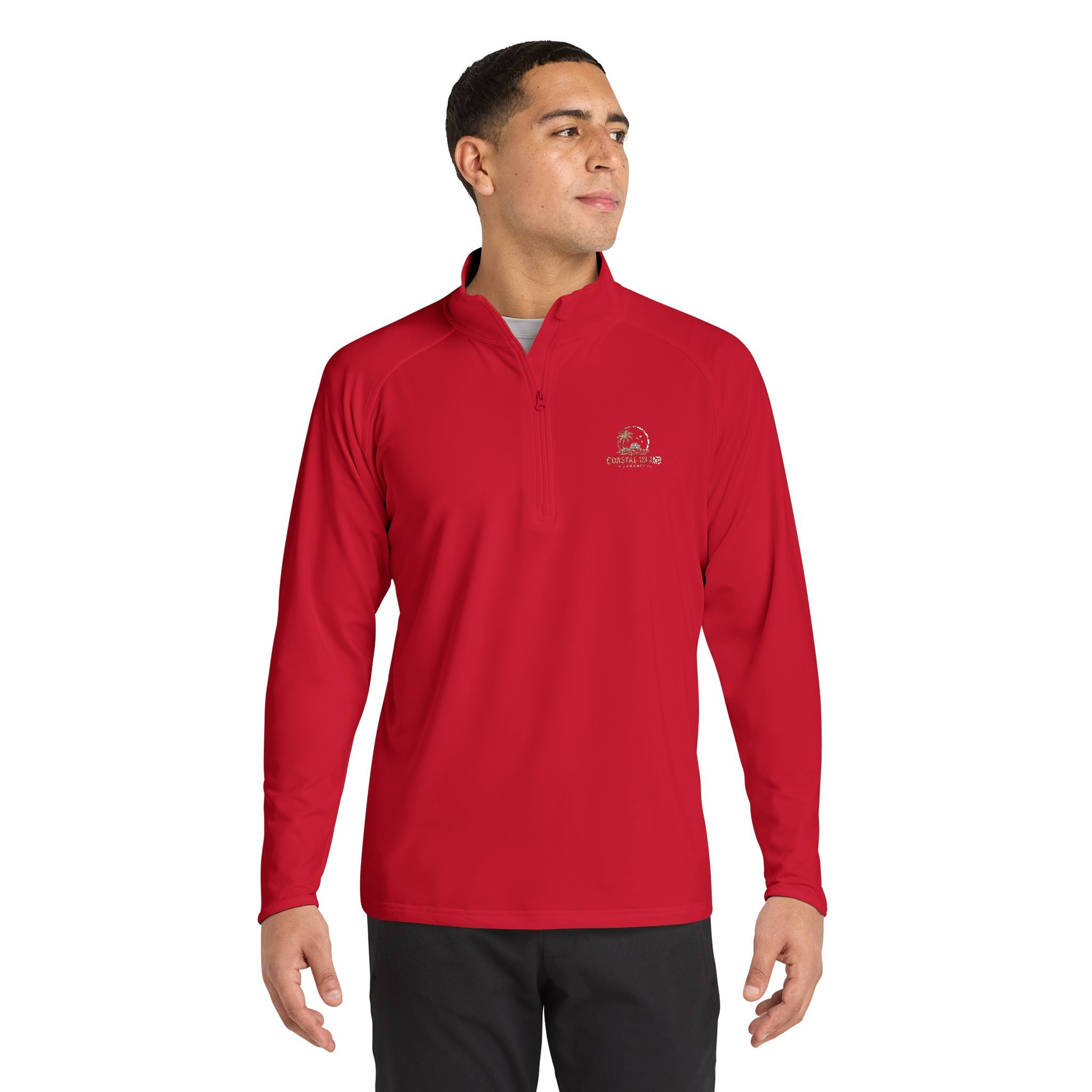 Men's Embroidered Quarter-Zip Pullover — Performance Sport-Wick