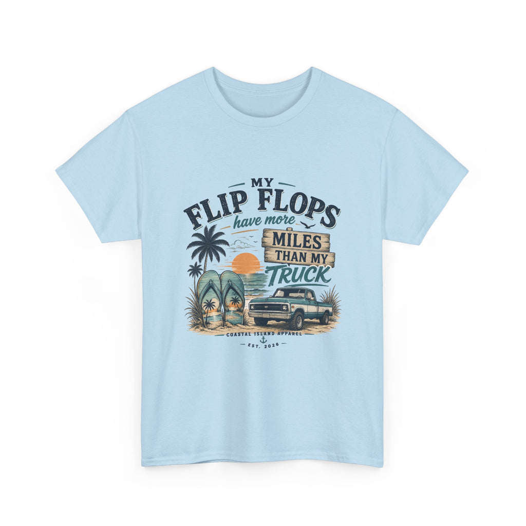 Flip Flops Have More Miles Than My Truck Graphic Tee — Beach Vintage Truck T-Shirt
