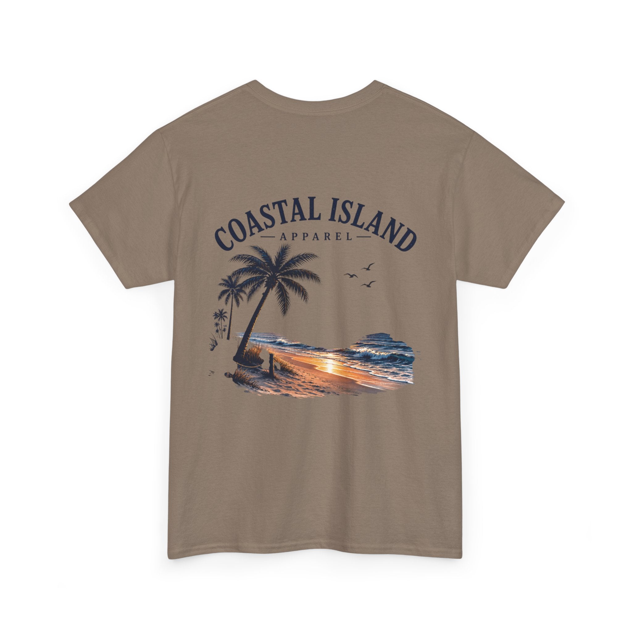 Coastal Island Sunset Beach T-Shirt | Palm Tree Ocean Graphic Tee