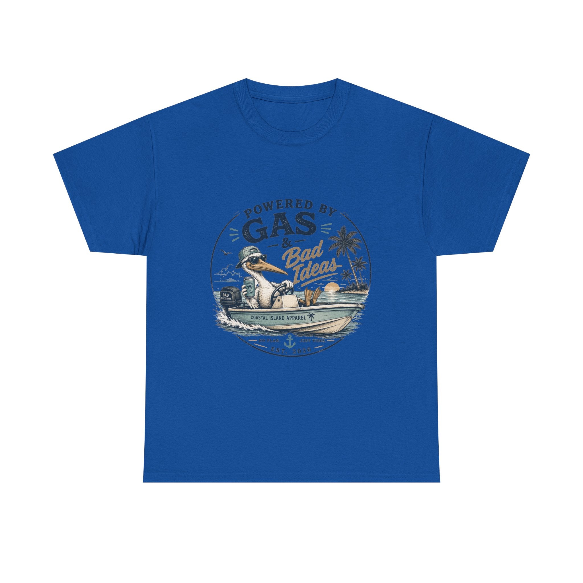 Gas & Bad Ideas Boat T‑Shirt — Funny Fishing Beach Tee