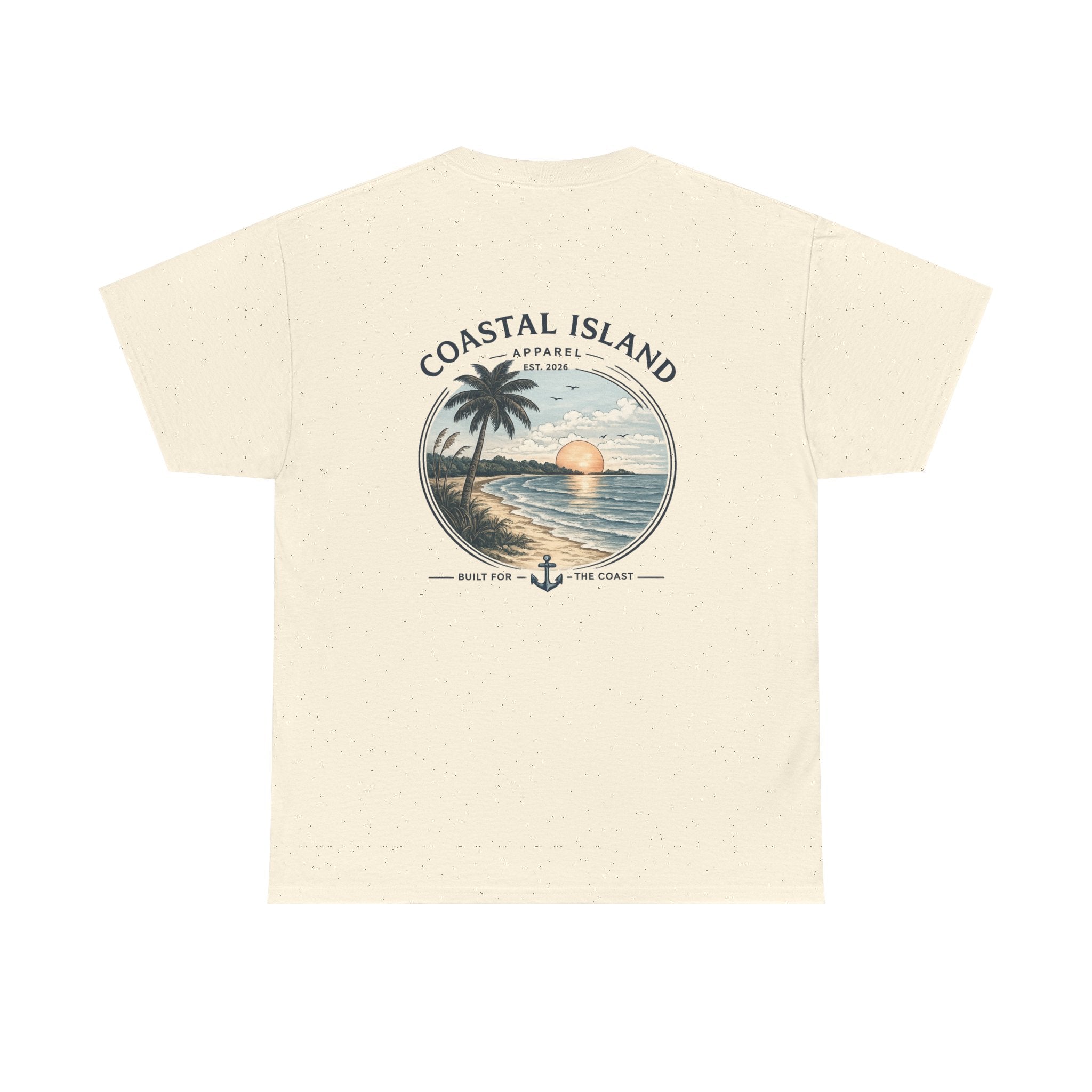 Coastal Island Sunset Tee — Beach Palm Tree Graphic T-Shirt