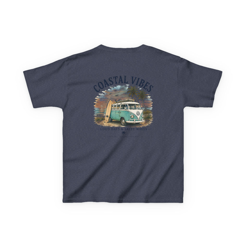 Kids T-Shirt — "Coastal Vibes" Retro Surf Van Tee