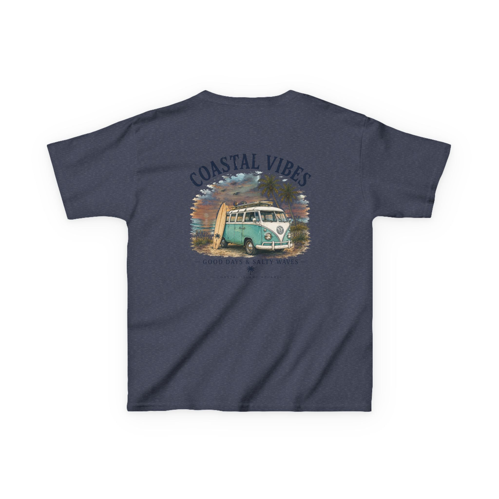 Kids T-Shirt — "Coastal Vibes" Retro Surf Van Tee