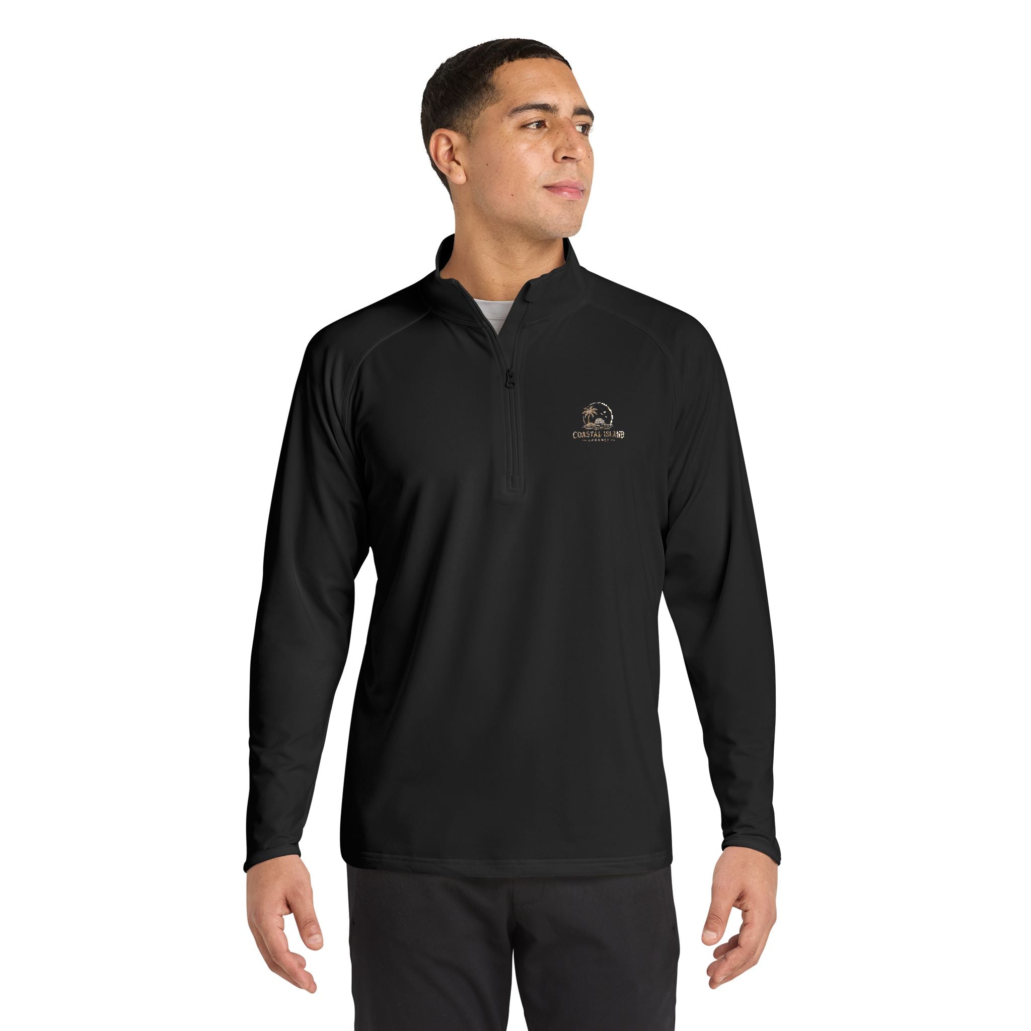 Men's Embroidered Quarter-Zip Pullover — Performance Sport-Wick
