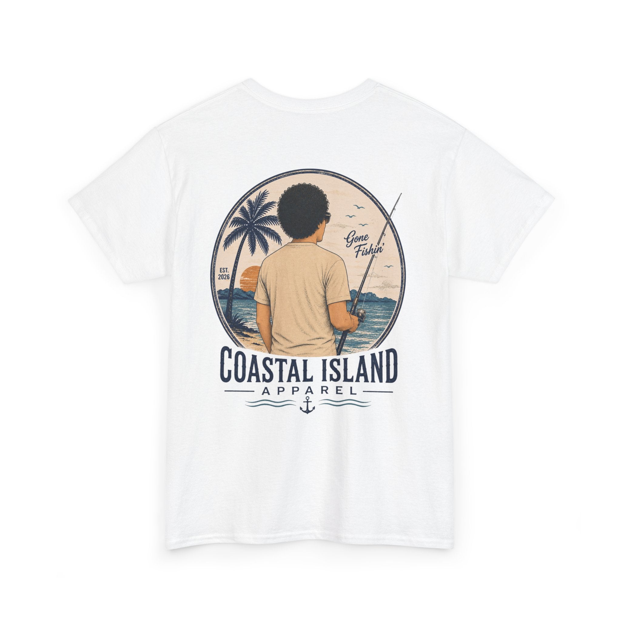 Unisex Heavy Cotton Tee- Guy Fishing