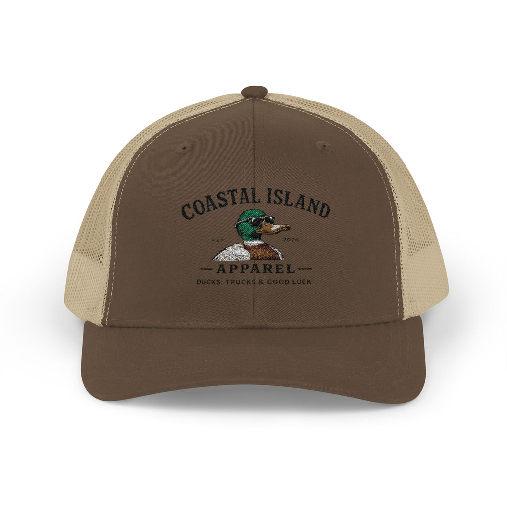 Coastal Island Trucker Cap — Vintage Duck Logo Snapback Hat