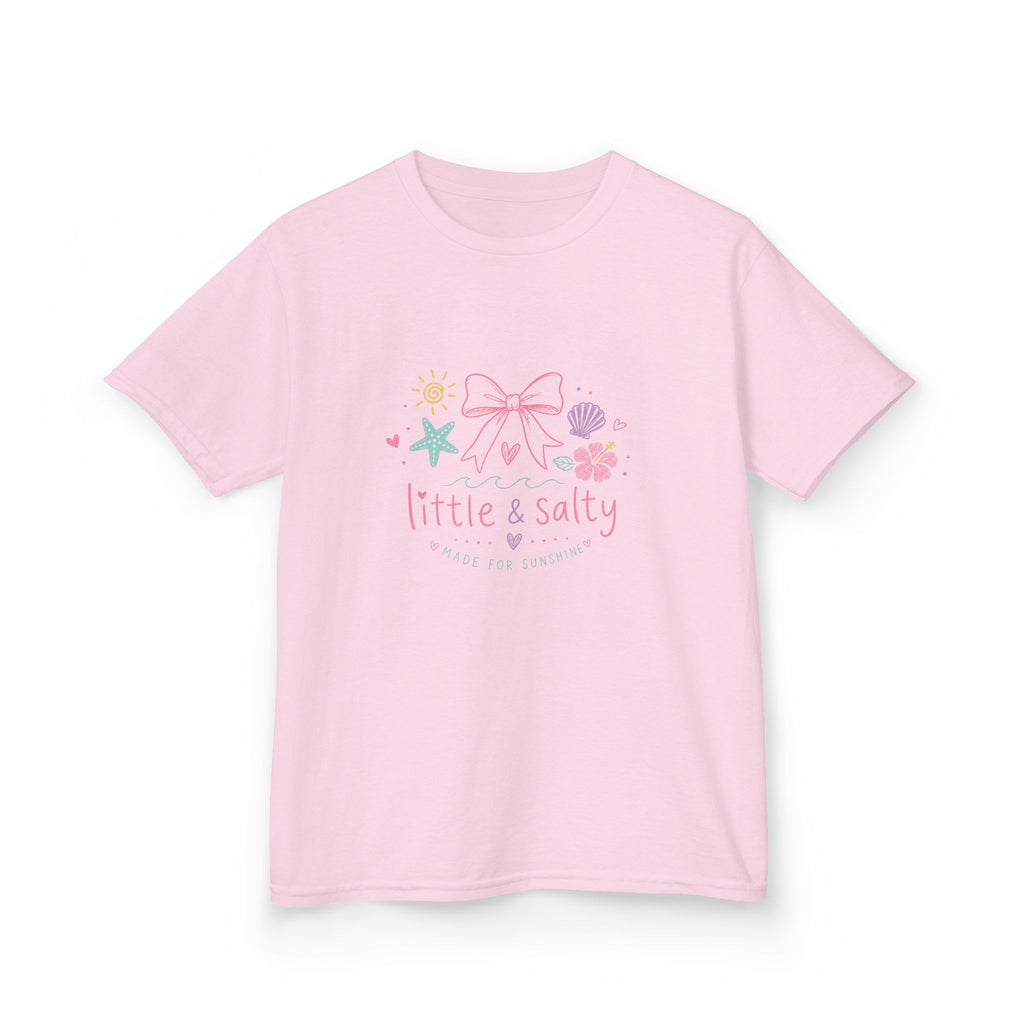 Girl's Tee — "Little & Salty" Pastel Seashells Graphic
