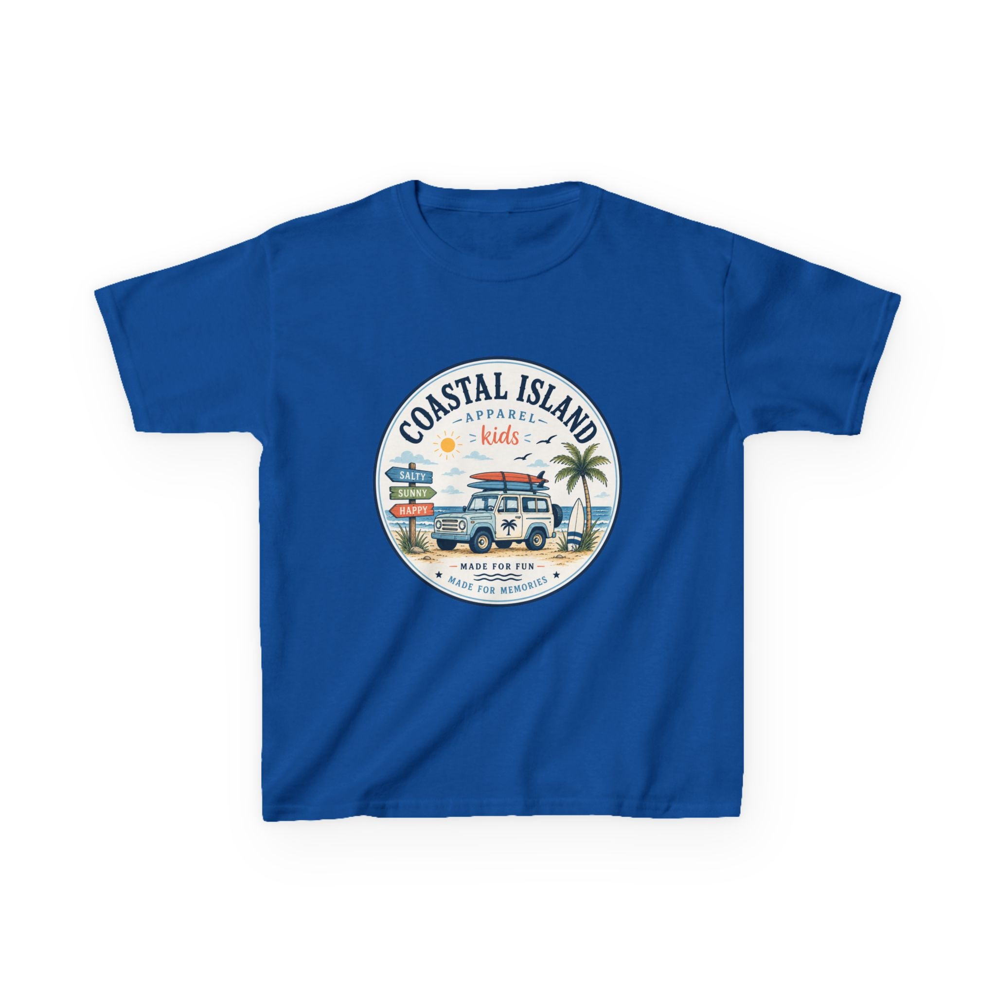 Coastal Island Kids Tee — Vintage Beach Surf Van Graphic