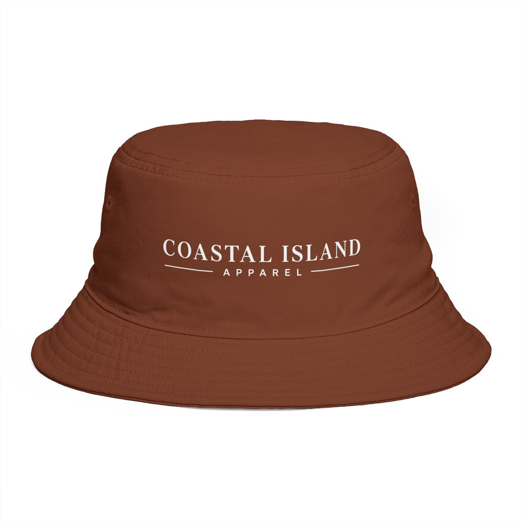 Coastal Island Apparel Bucket Hat - Brown Embroidered Beach Sun Hat