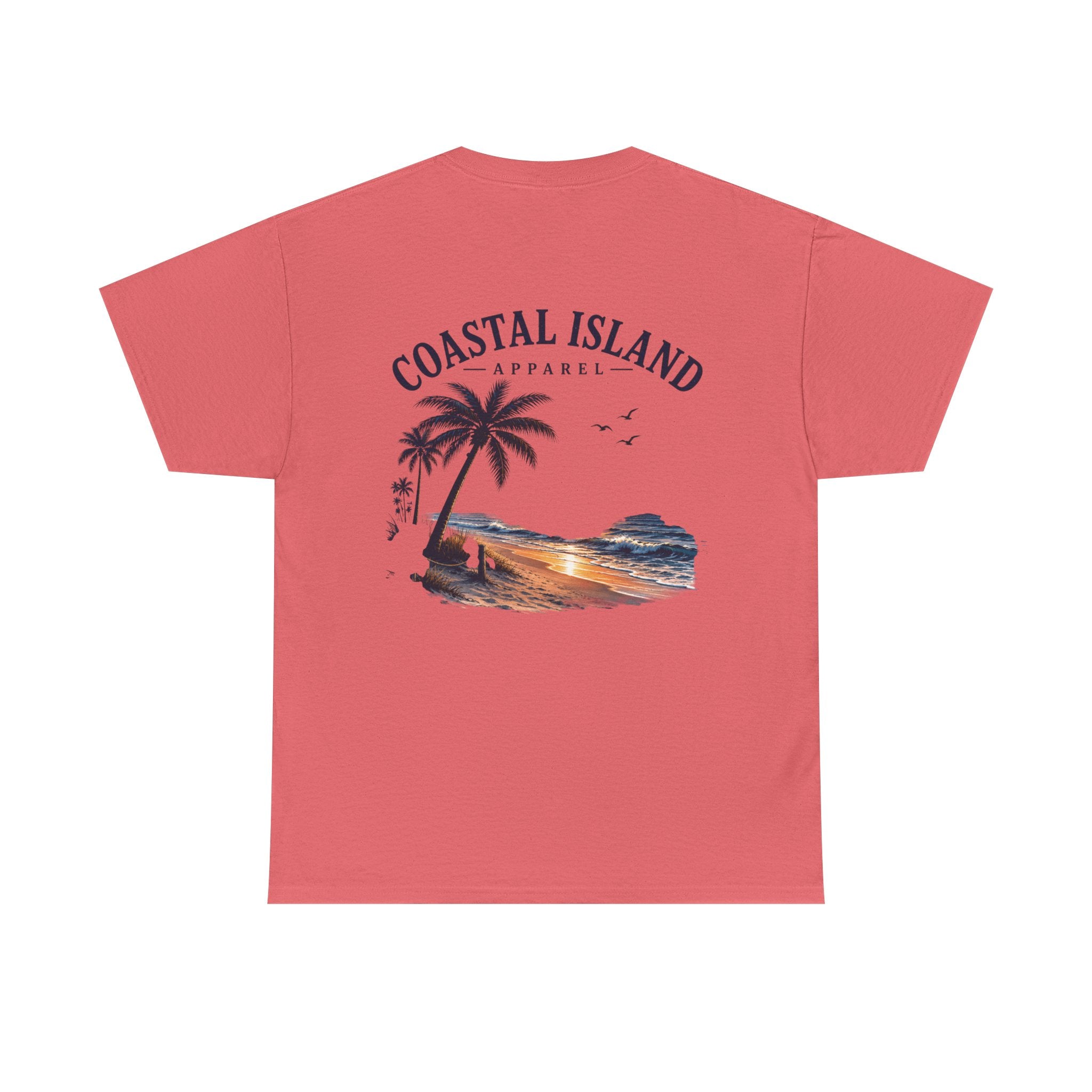 Coastal Island Sunset Beach T-Shirt | Palm Tree Ocean Graphic Tee