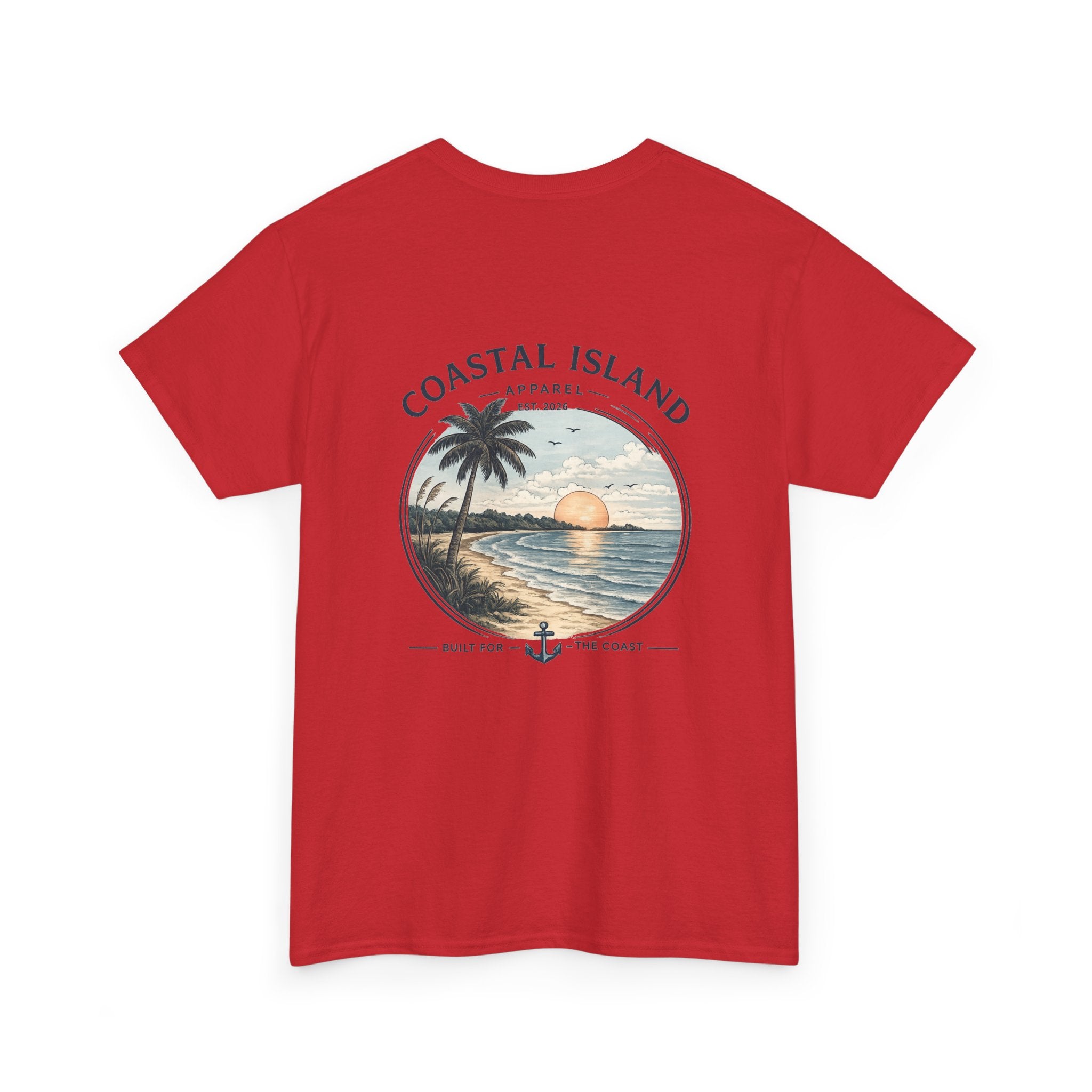 Coastal Island Sunset Tee — Beach Palm Tree Graphic T-Shirt