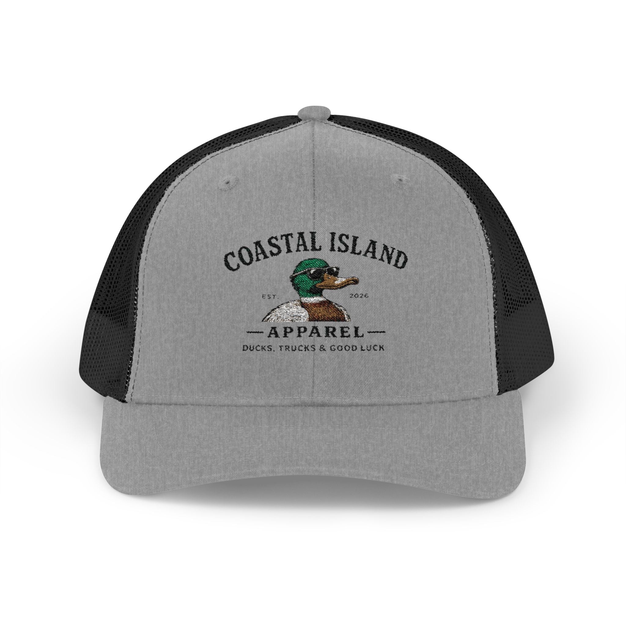 Coastal Island Trucker Cap — Vintage Duck Logo Snapback Hat
