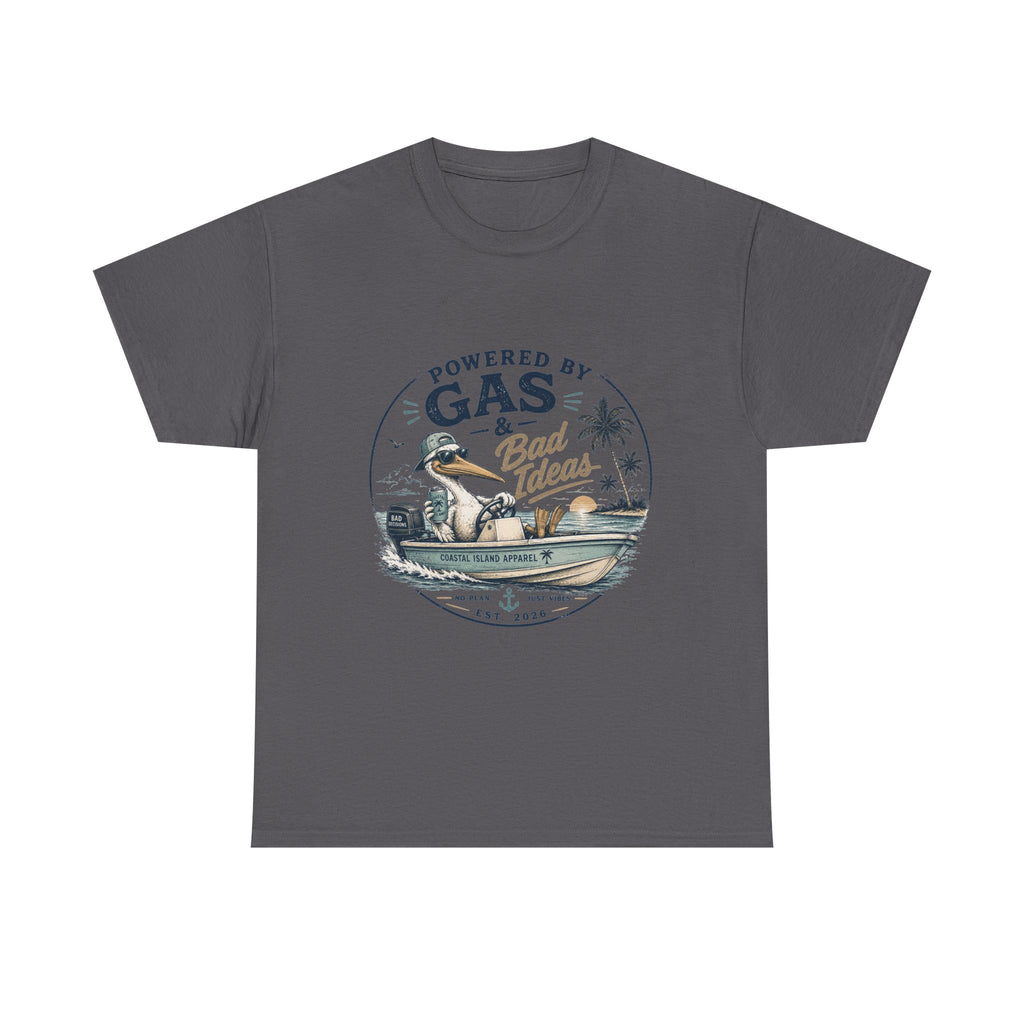Gas & Bad Ideas Boat T‑Shirt — Funny Fishing Beach Tee