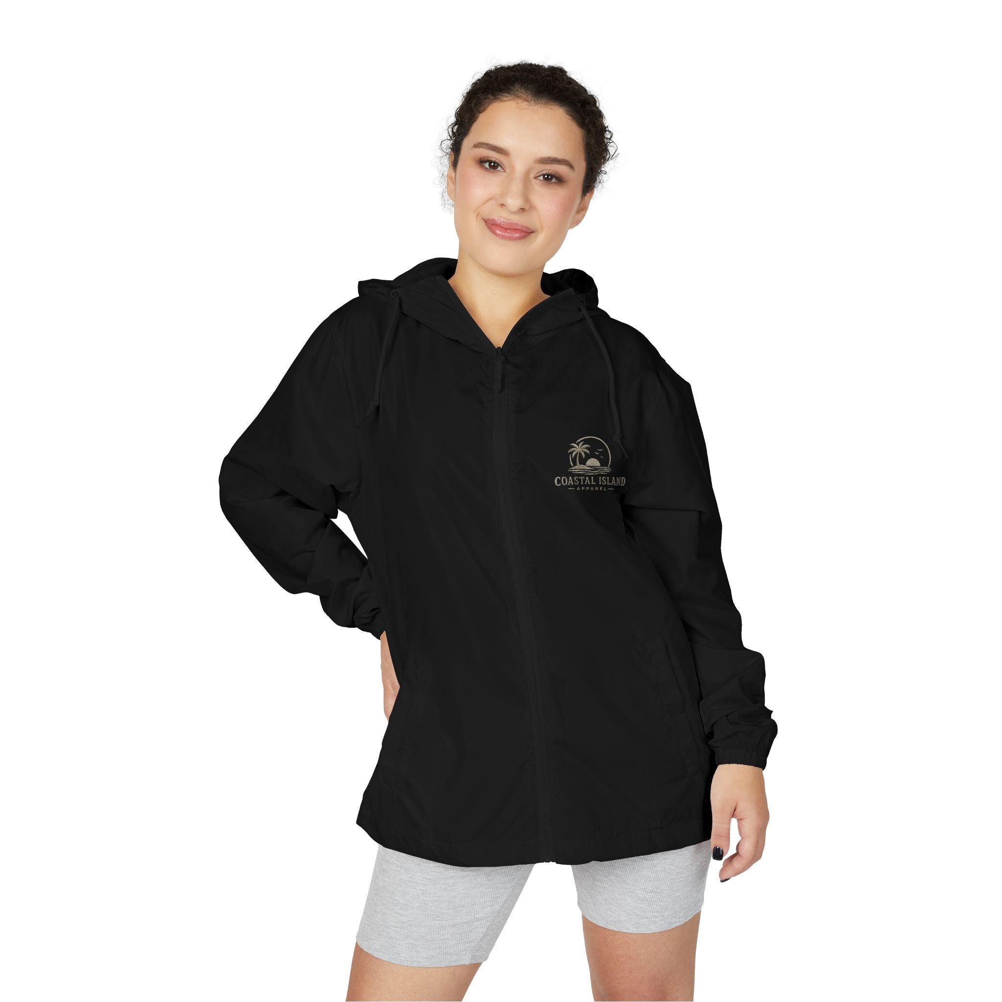 Windbreaker Jacket — "Catch the Wave" Palm Logo Lightweight Hooded Windbreaker