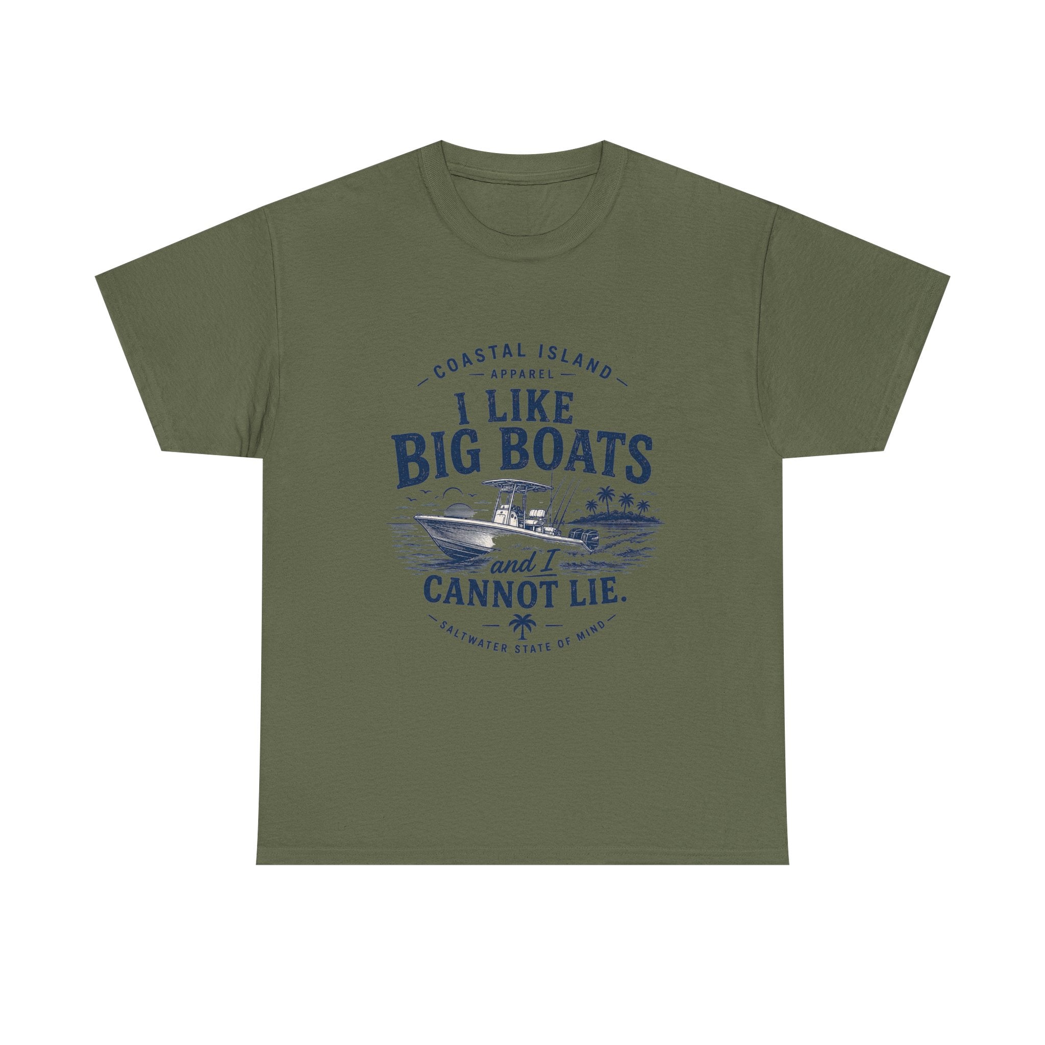Boat T‑Shirt — "I Like Big Boats and I Cannot Lie" Coastal Fishing Tee